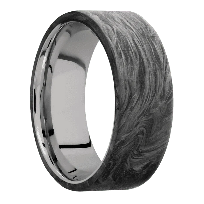 8mm wide Flat Forged Carbon Fiber Ring / Titanium Sleeve - Image 2