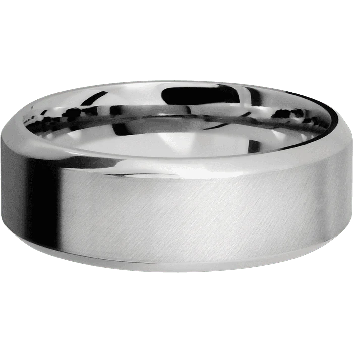 8mm wide High Bevel Palladium Silver Ring with Angle Satin Finish - Image 3