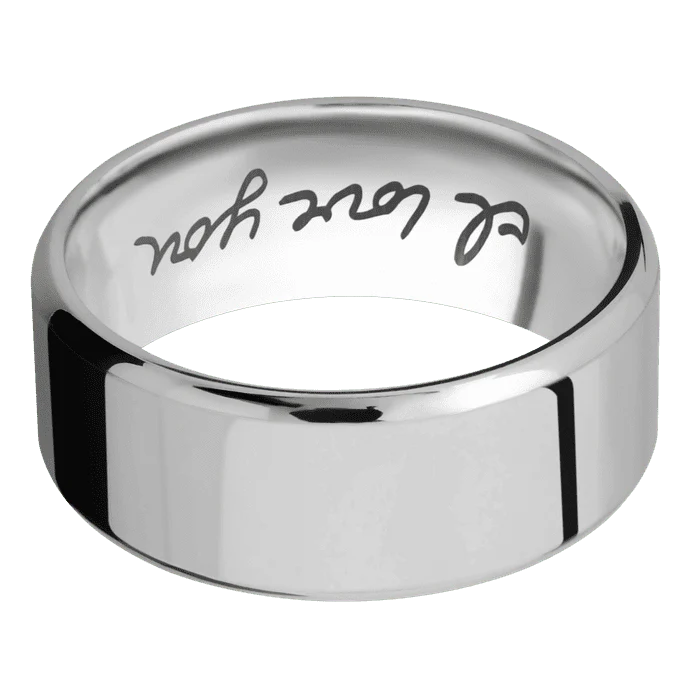 9mm wide Beveled Titanium Ring with Polish Finish / None Interior Pattern - Image 3