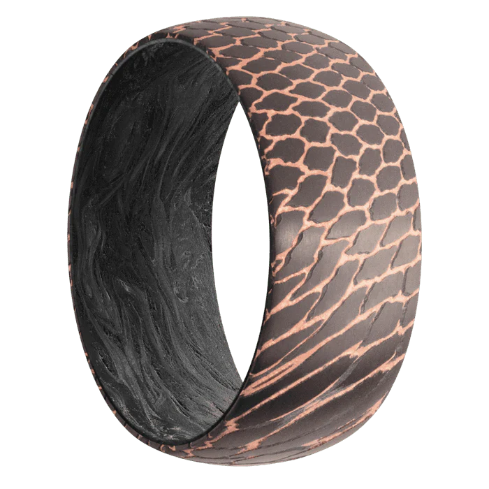 9mm wide Domed Darkened Superconductor Ring with Satin Etched Superconductor Finish / Forged Carbon Fiber Sleeve - Image 2