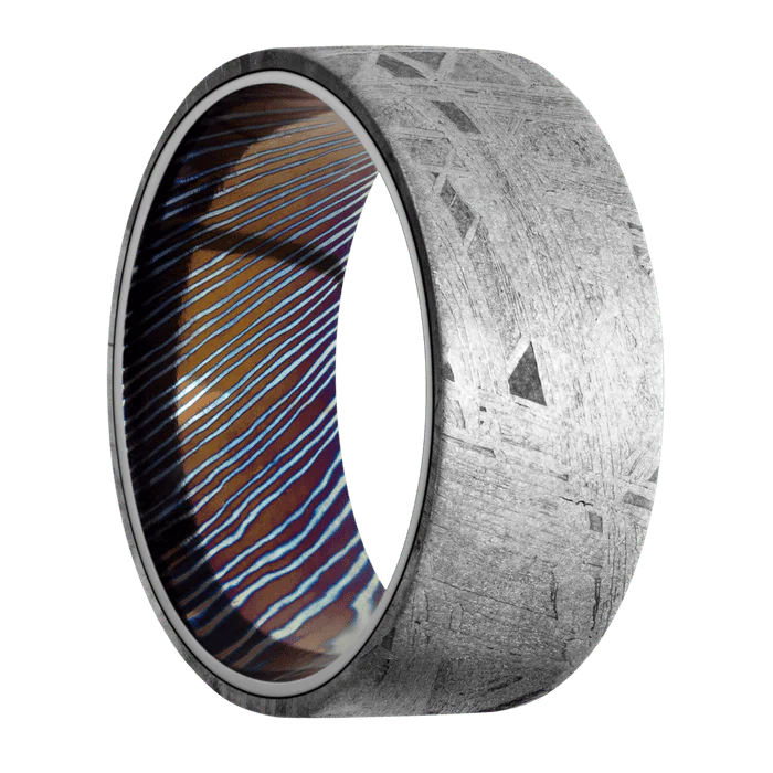 9mm wide Flat Meteorite Ring / Kuro-Ti Sleeve - Image 2