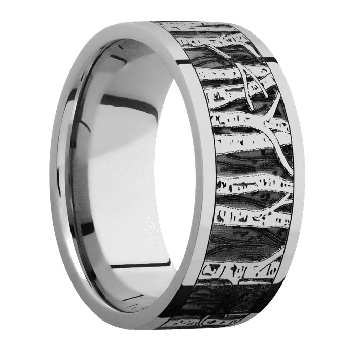 9mm wide Flat Titanium Ring with Polish Finish / Aspen Design - Image 2