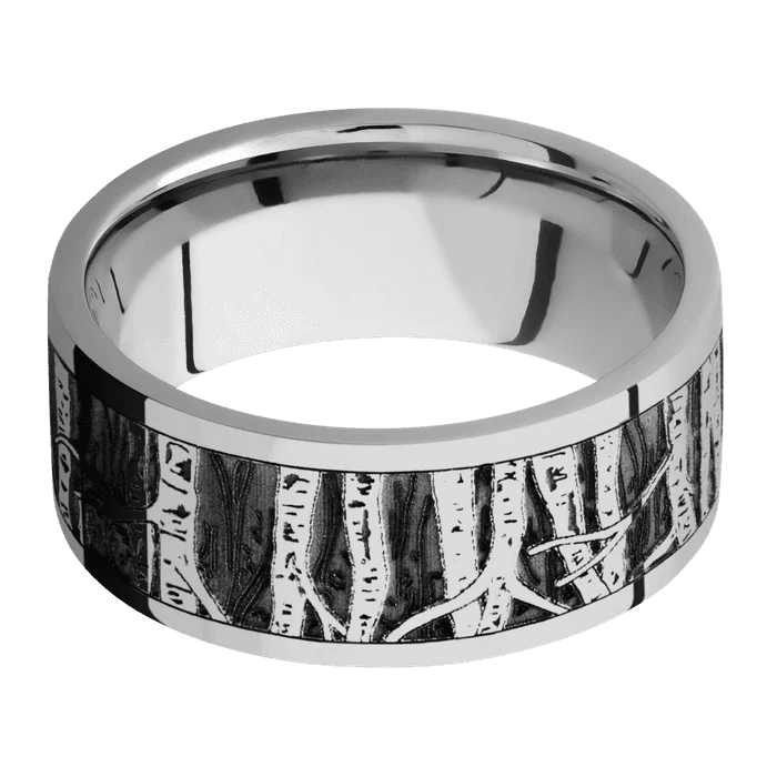 9mm wide Flat Titanium Ring with Polish Finish / Aspen Design - Image 3