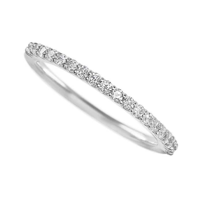 Adelaide Style 10k White Gold Ring / Half Eternity .315 TCW of White Lab Diamonds / Size 6.5 - Image 3