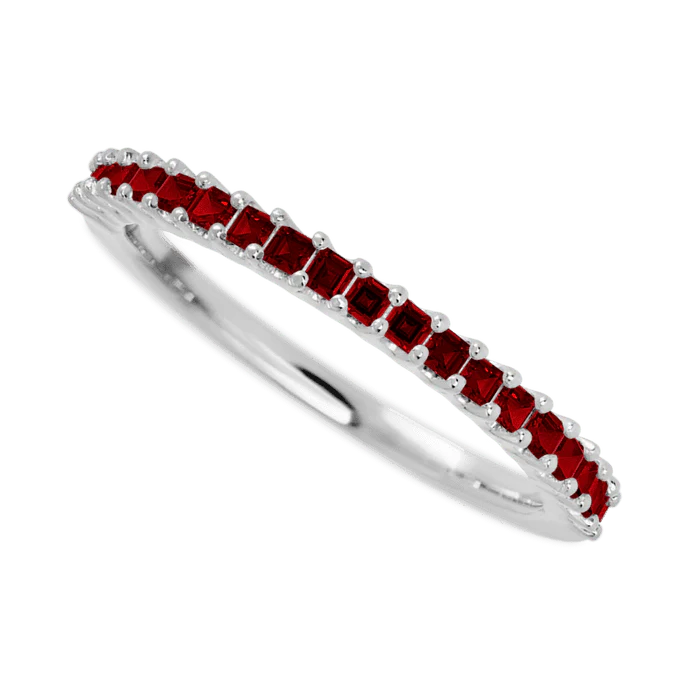 Alexandra Style 10k White Gold Ring / Half Eternity .6 TCW of Dark Rubys / Size 7.75 - Image 3