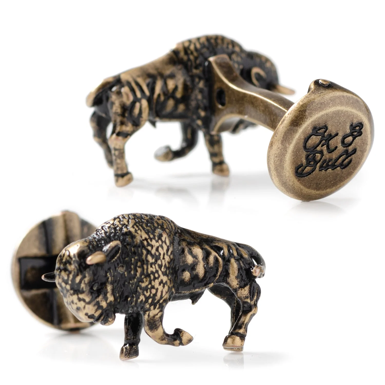 Antique Bronze Bison Cufflinks - Image 2