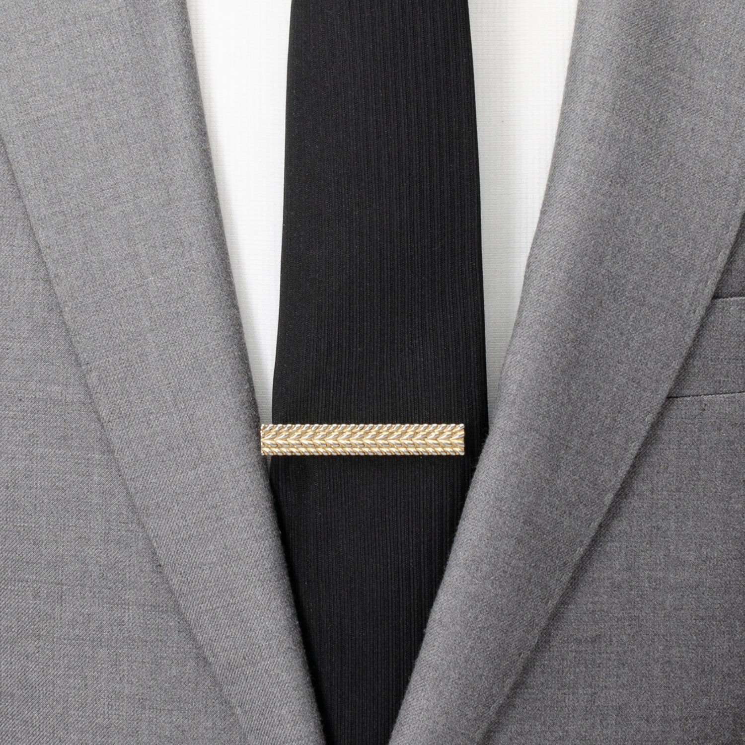 Antique Gold Herringbone Tie Clip - Image 2