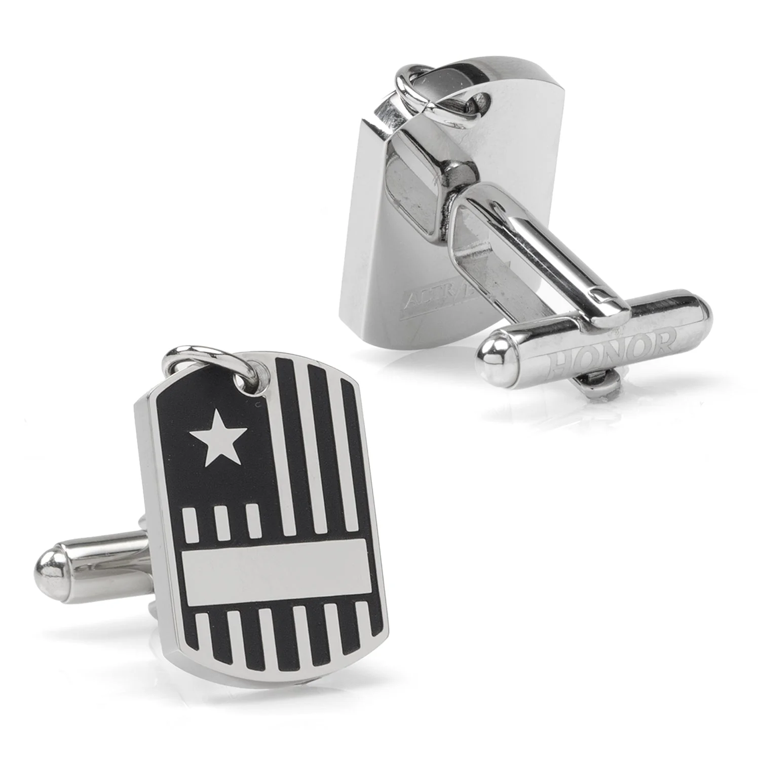 Antique Silver Military Tag Cufflinks - Image 3