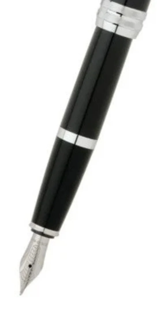 Bailey™ Black Lacquer Stainless Steel Medium Nib Fountain Pen - Image 2
