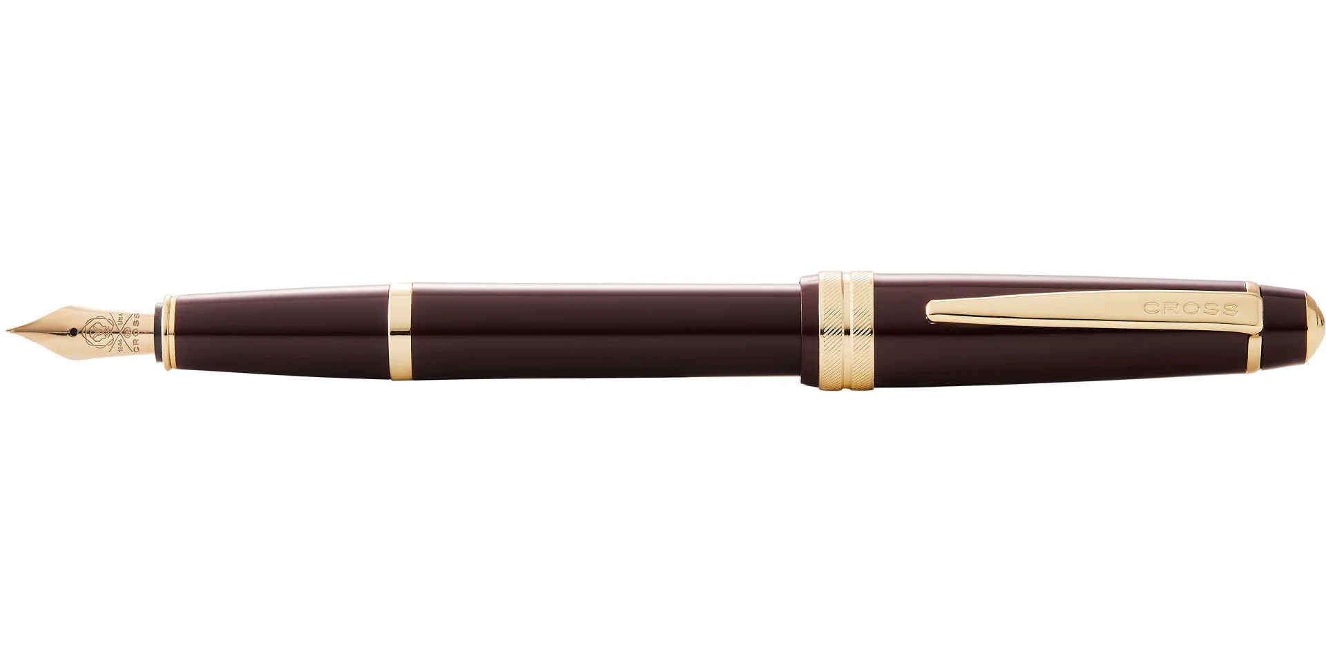 Bailey Light™ Polished Burgundy Resin and Gold Tone Extra-Fine Fountain Pen - Image 3