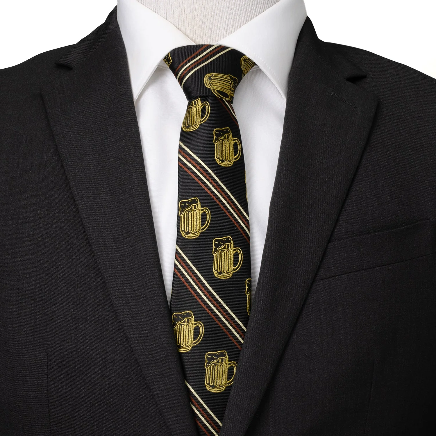 Beer Aficionado Black Striped Mens Tie - Image 2