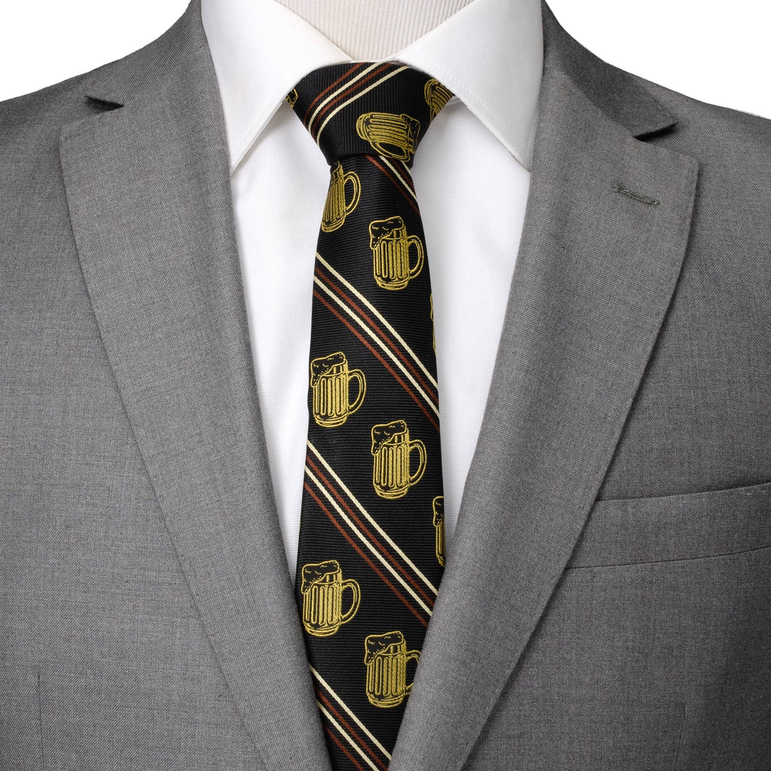 Beer Aficionado Black Striped Mens Tie - Image 6