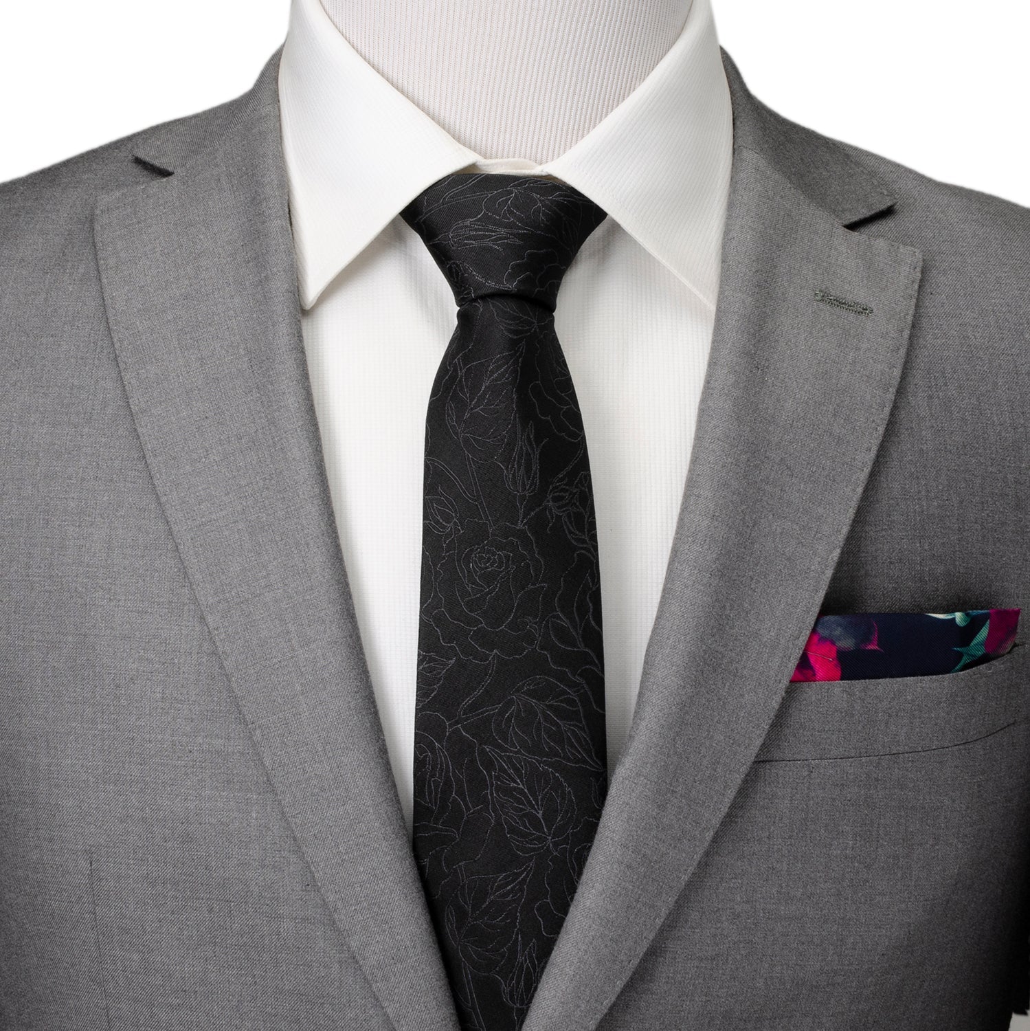 Black Floral Men's Tie - Image 2