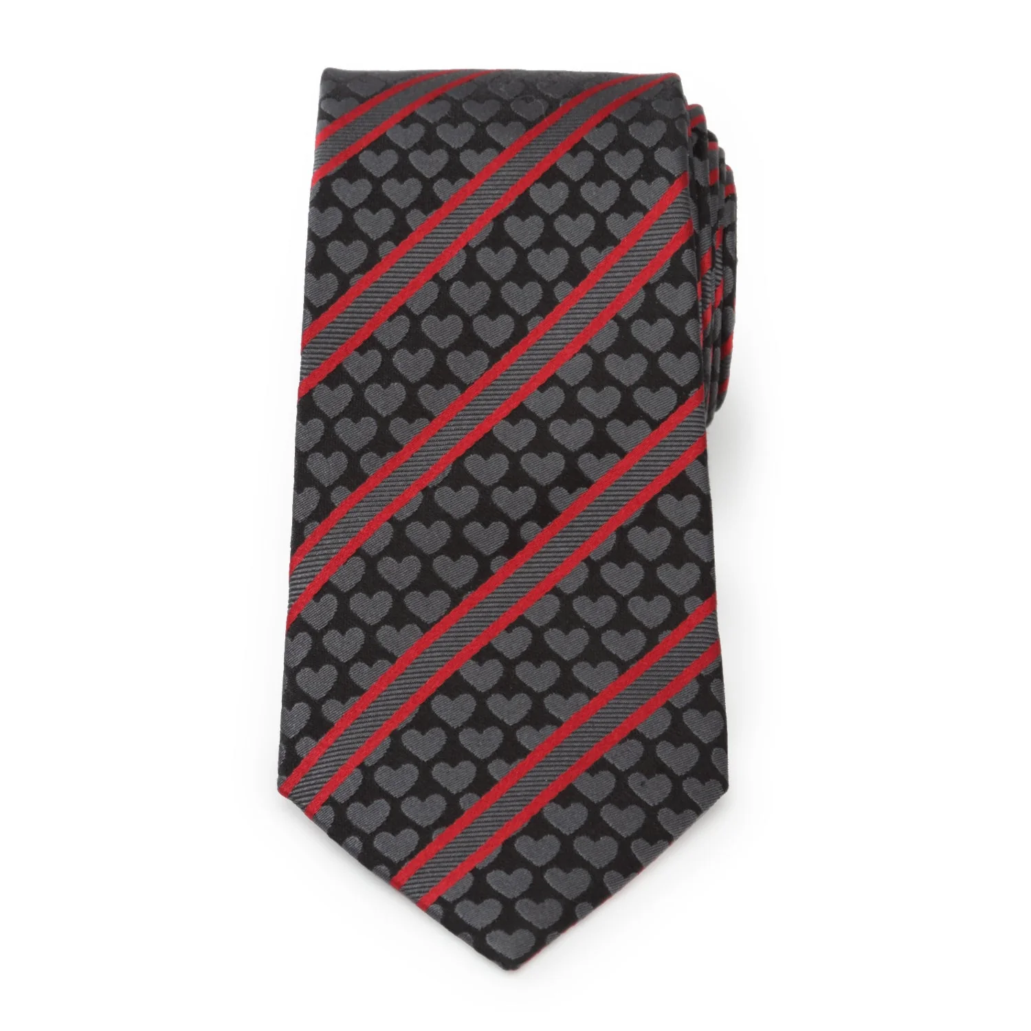 Black Heart Striped Men's Tie - Image 3