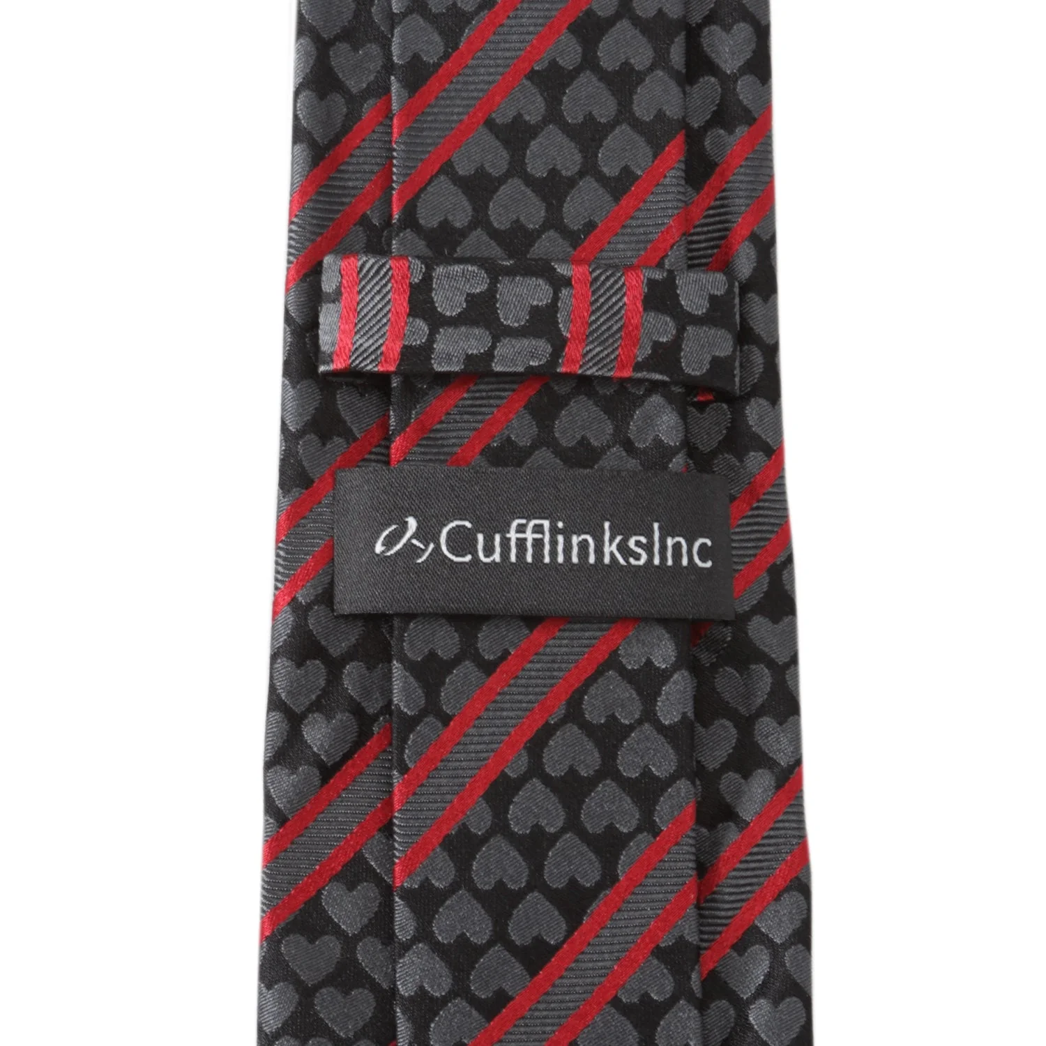 Black Heart Striped Men's Tie - Image 5