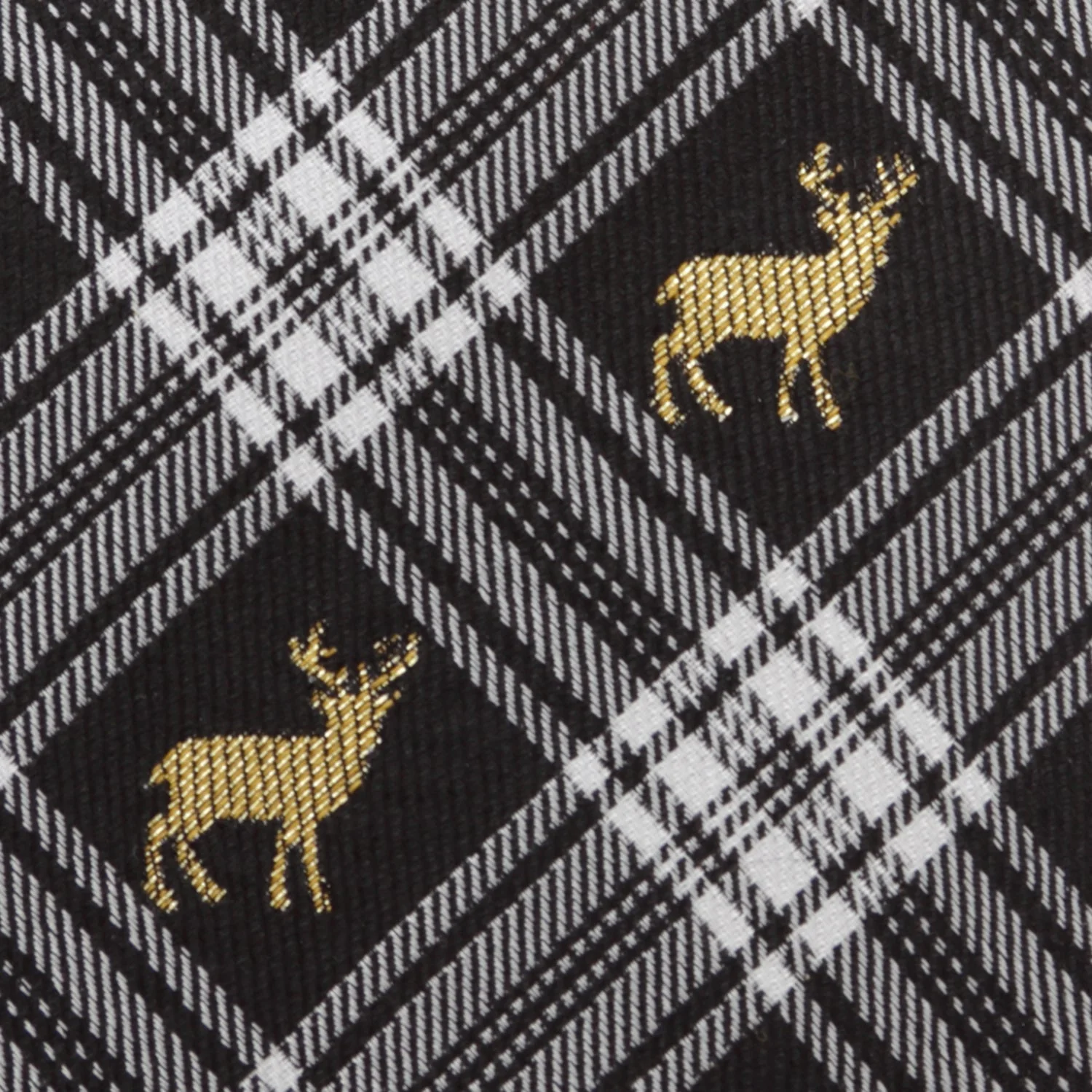 Black Plaid Stag Men's Tie - Image 5