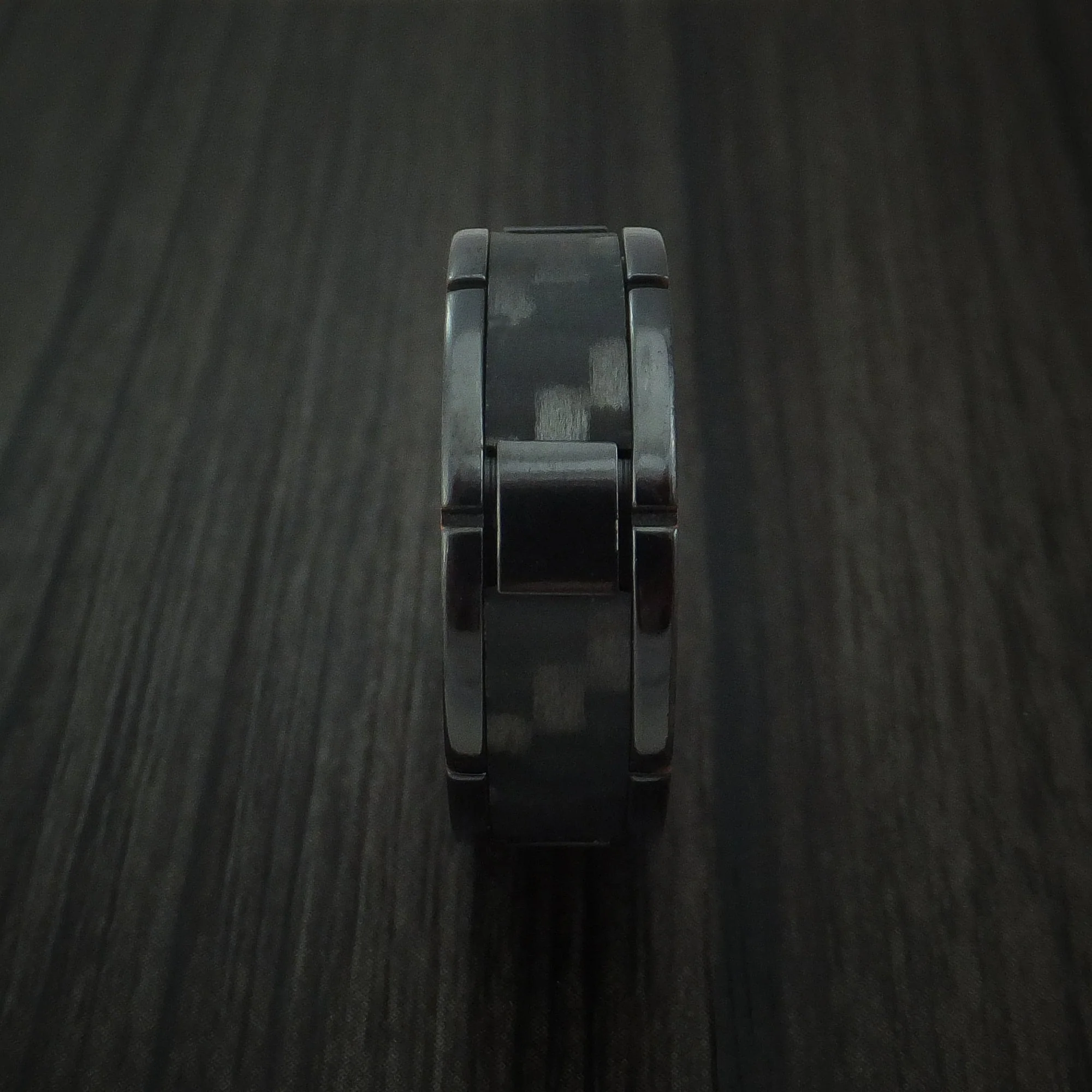 Black Titanium and Carbon Fiber Weave Pattern Men's Ring with Cerakote Interior Custom Made - Image 3