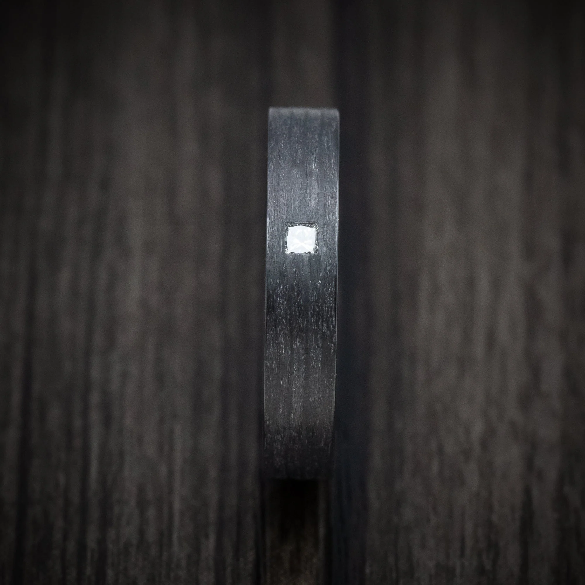 Black Titanium and Diamond Men's Ring Custom Made Band - Image 3