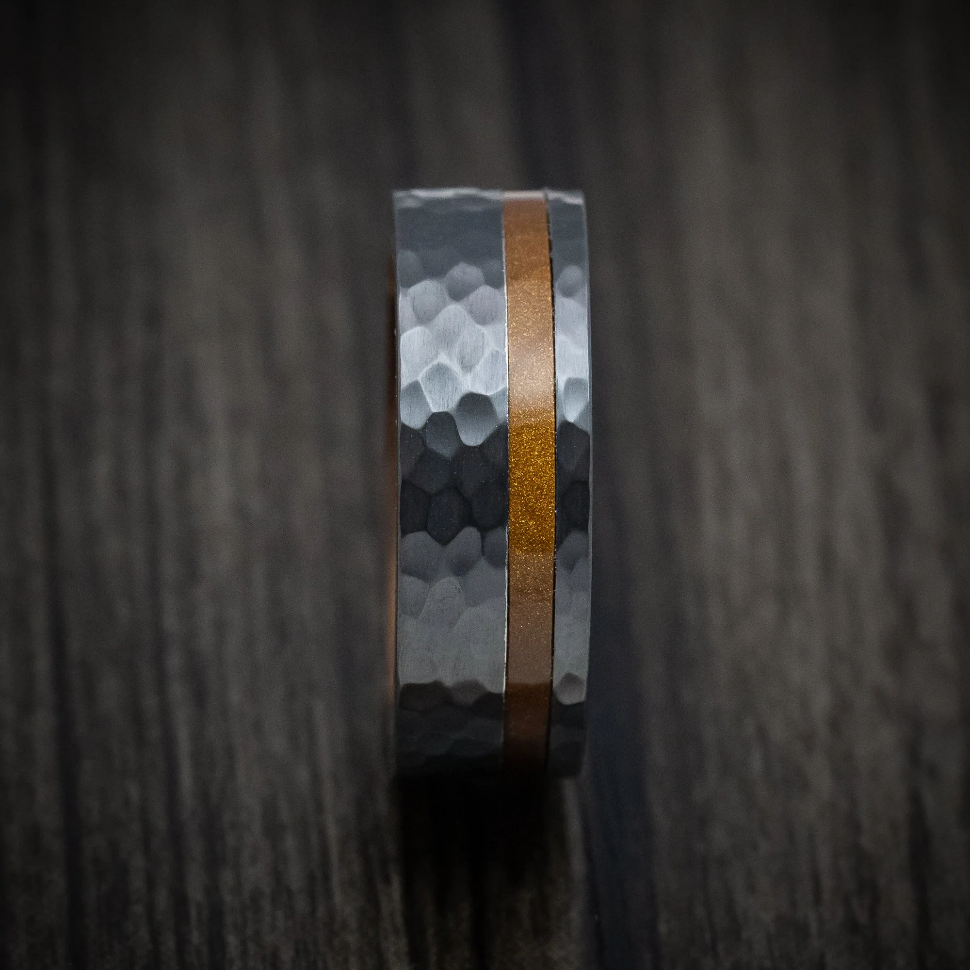 Black Titanium and Juma Sleeve and Inlay Men's Ring Custom Made Band - Image 3