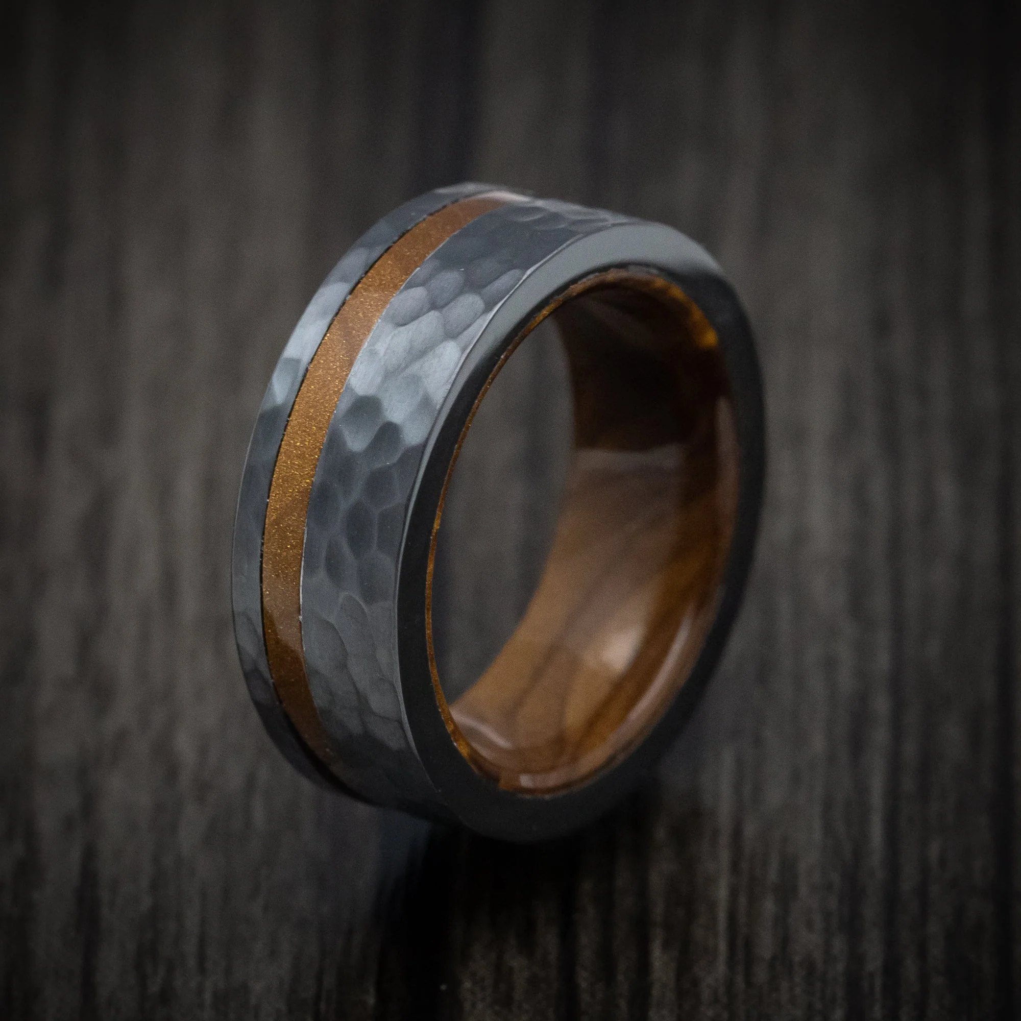 Black Titanium and Juma Sleeve and Inlay Men's Ring Custom Made Band - Image 4