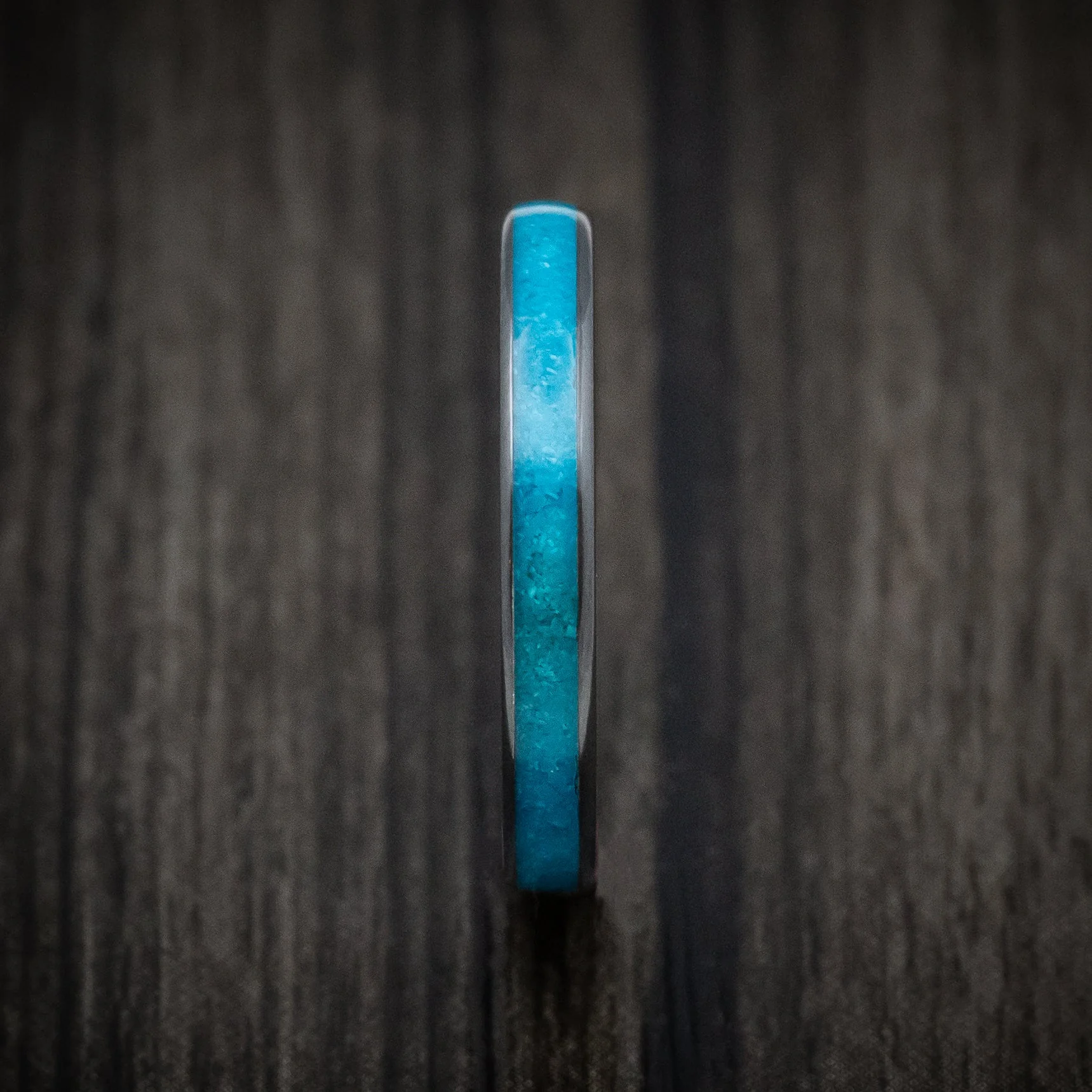 Black Titanium and Turquoise Men's Ring Custom Made - Image 3
