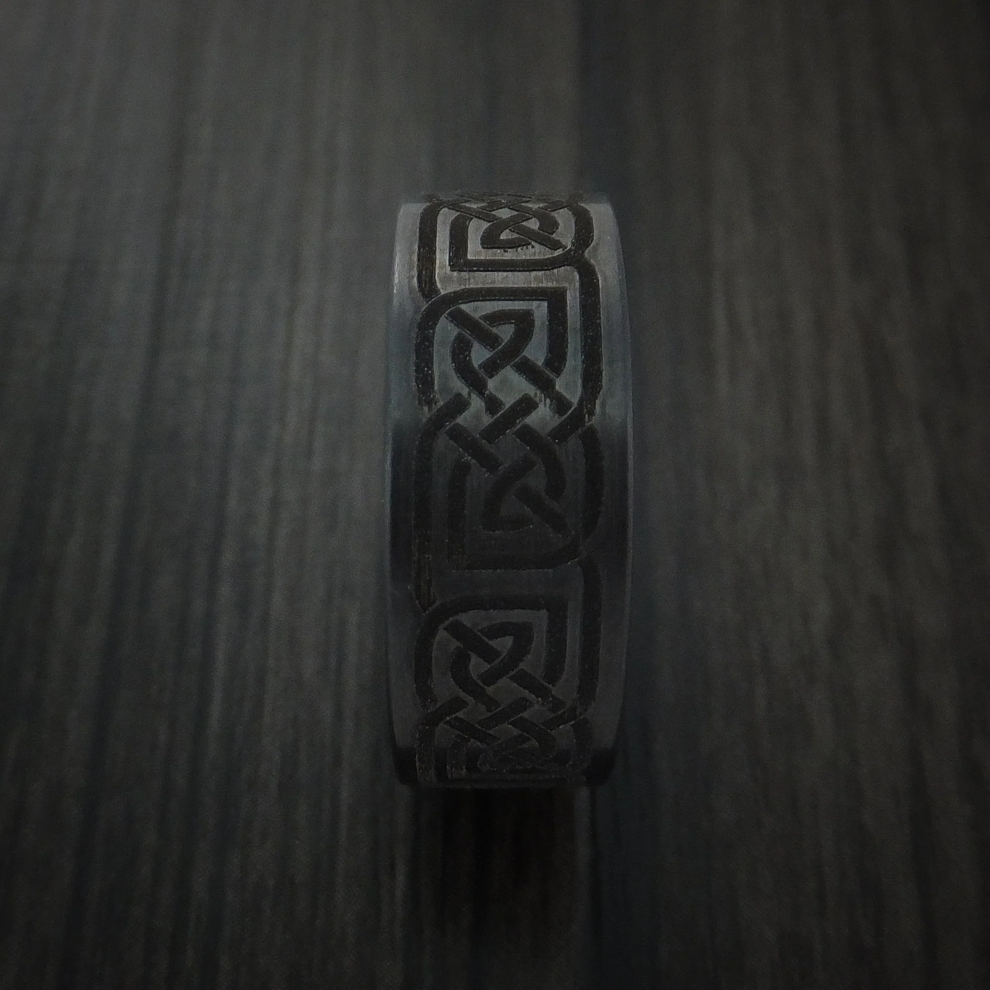 Black Titanium or Black Zirconium Custom Men's Ring with Celtic Irish Knot - Image 3