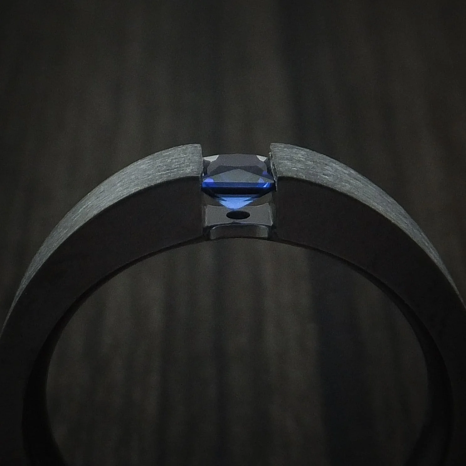 Black Titanium or Black Zirconium Custom Men's Ring with Sapphire - Image 5