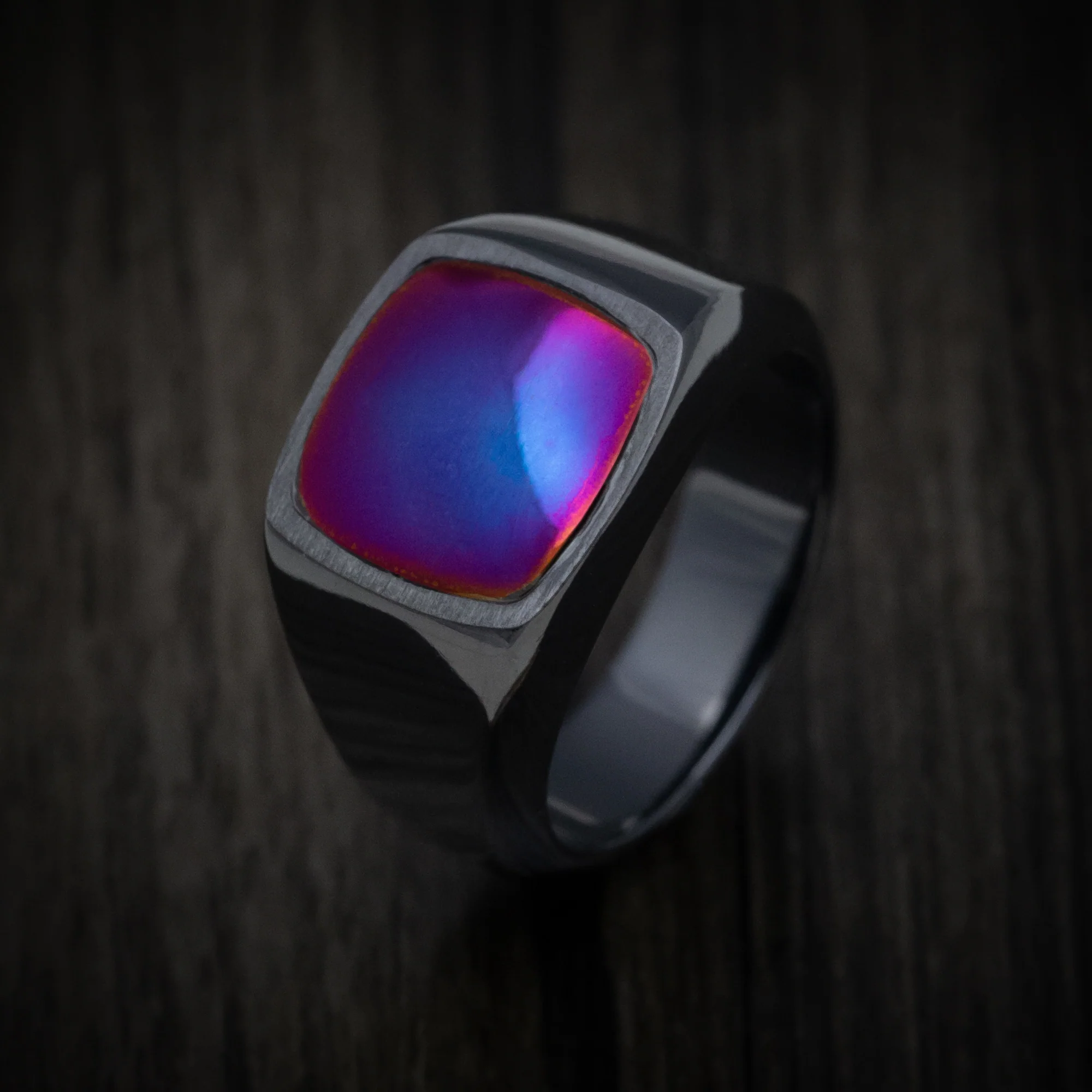 Black Titanium Signet Ring with Supercar Ron Authentic Hypercar Exhaust Inlay - Image 3