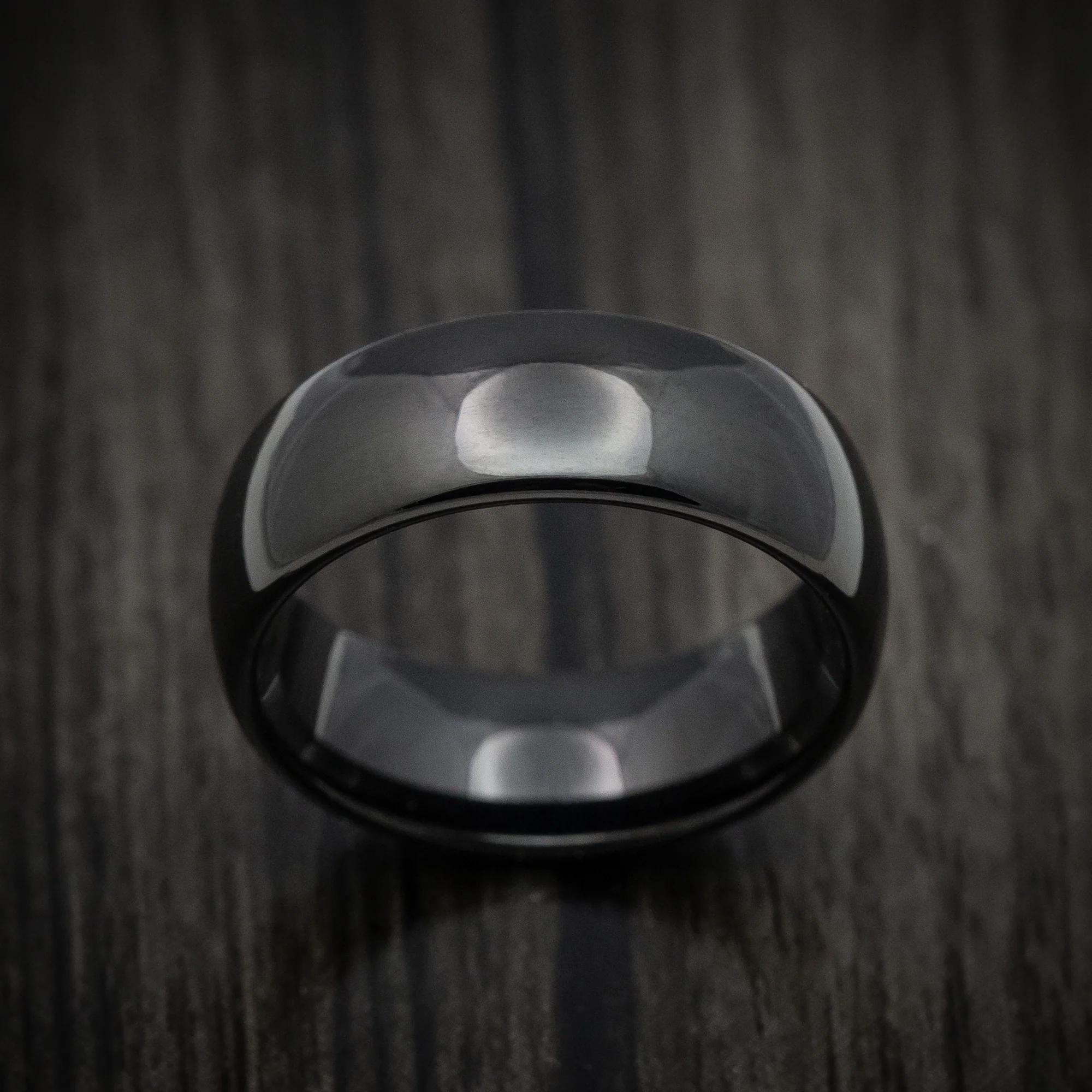 Black Tungsten Men's Ring with Polish Finish Band - Image 2
