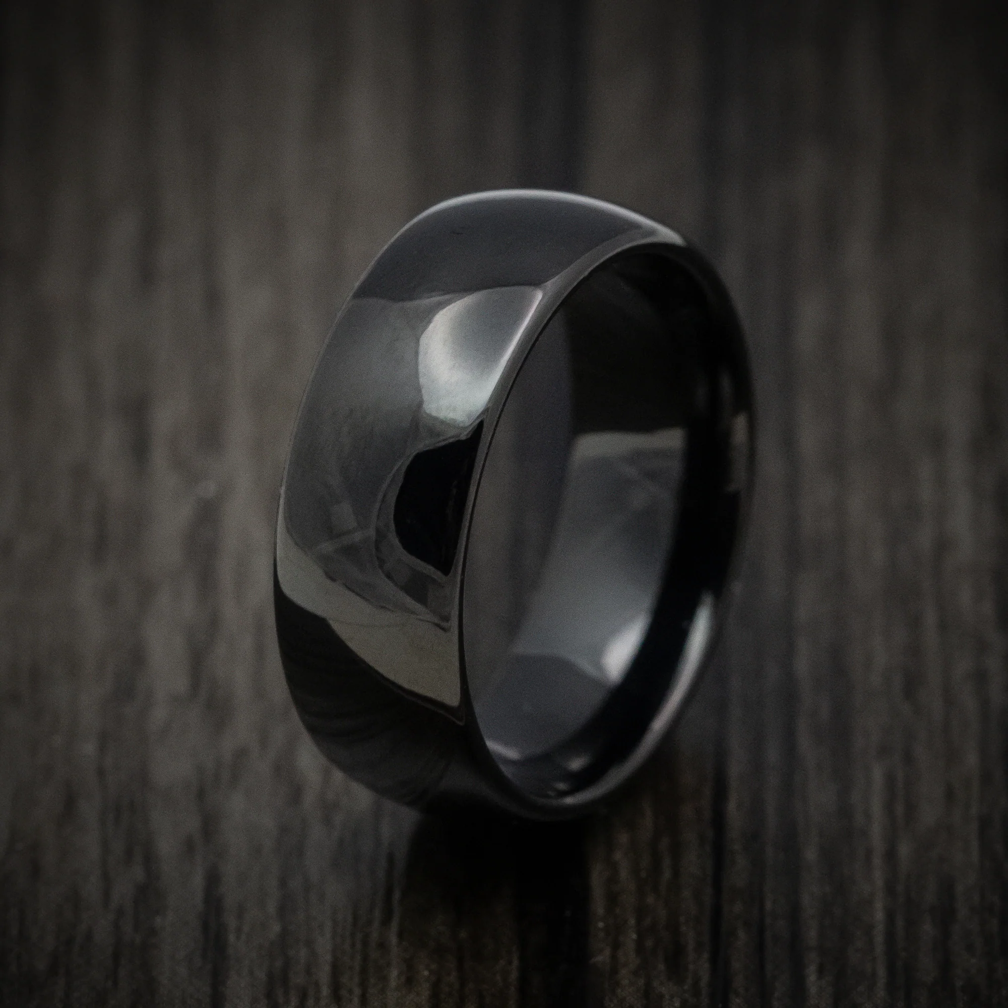 Black Tungsten Men's Ring with Polish Finish Band - Image 4