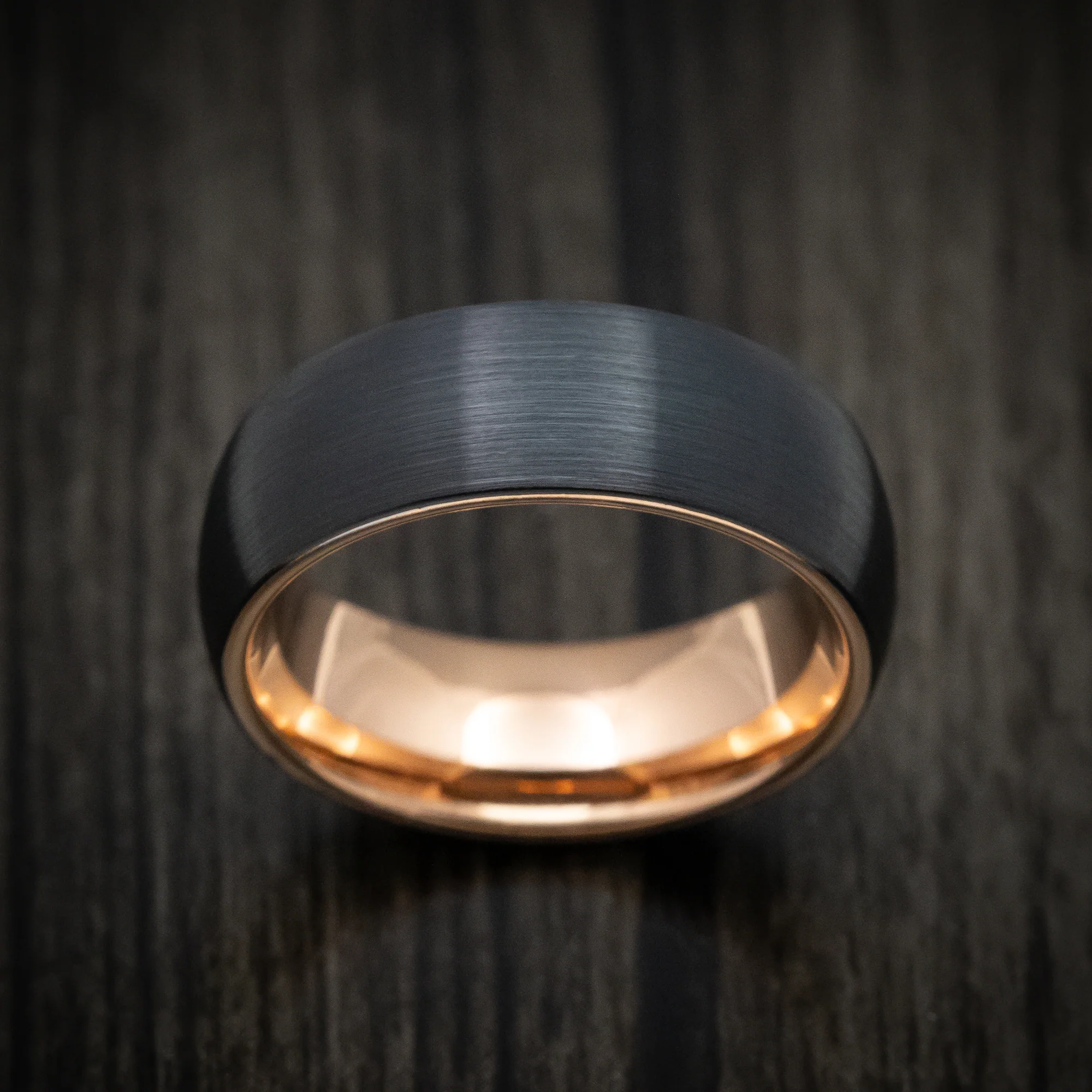 Black Tungsten Men's Ring with Golden Tungsten Sleeve Band - Image 2