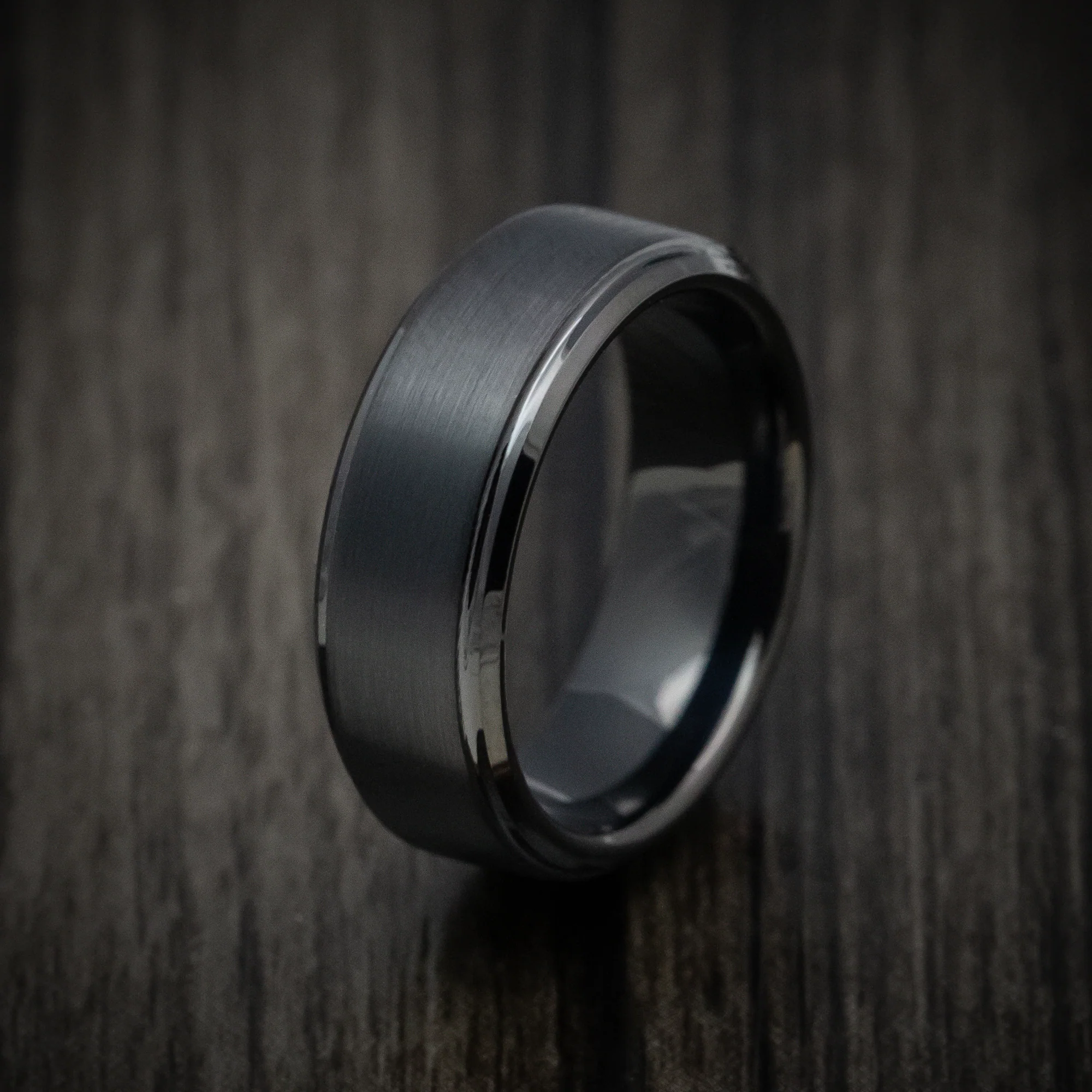 Black Tungsten Men's Ring with Satin Finish Band - Image 4