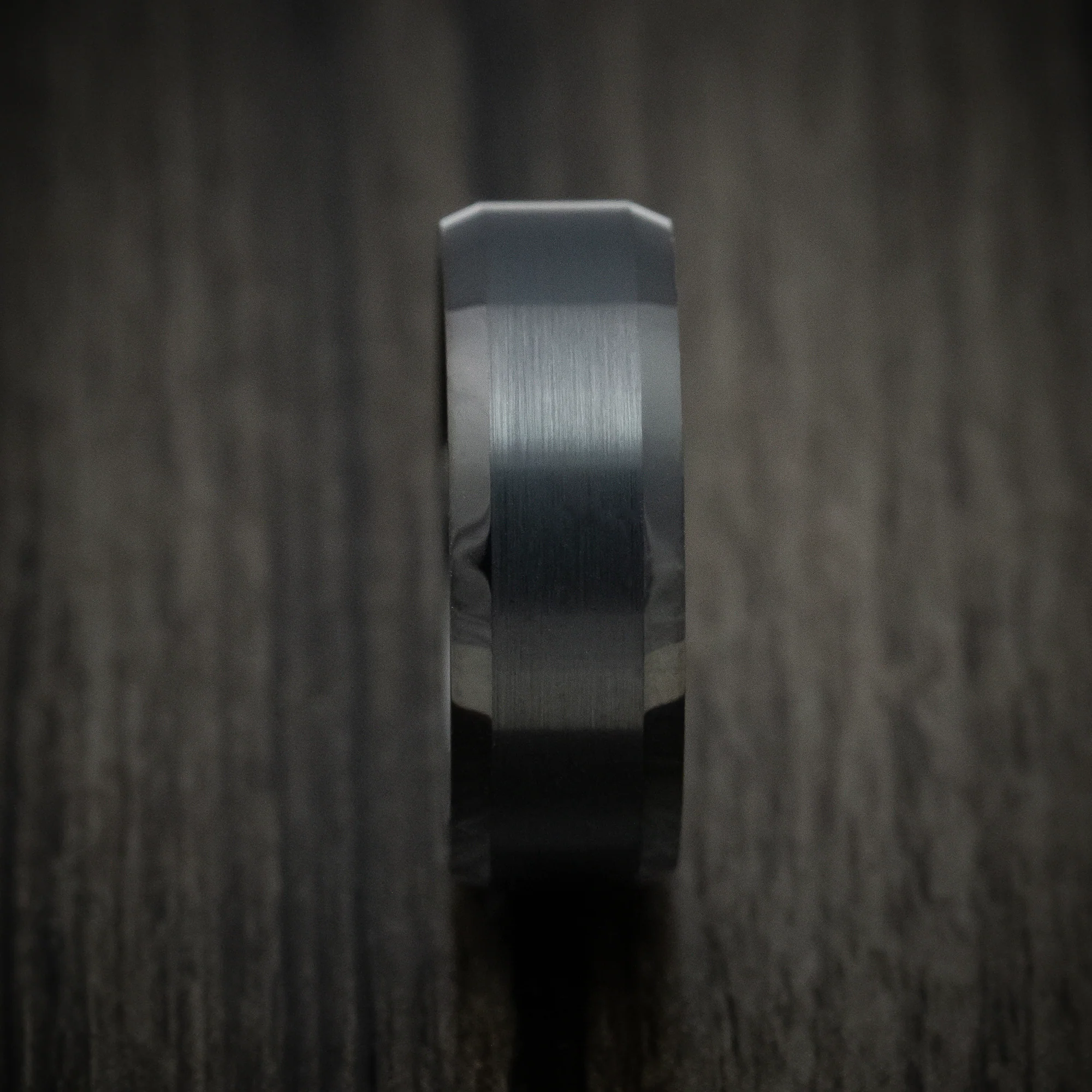 Black Tungsten Men's Ring with Satin Finish Band - Image 3