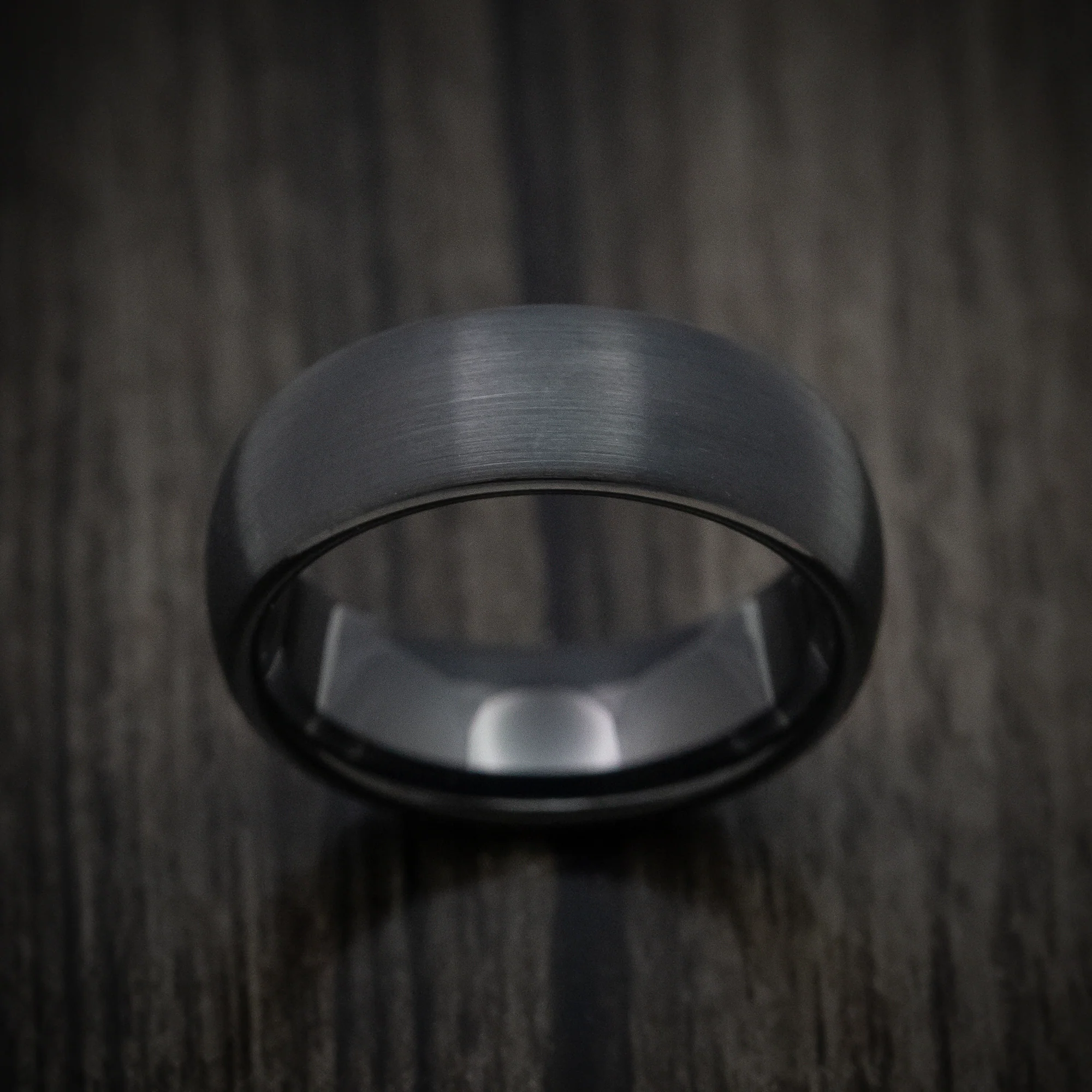 Black Tungsten Men's Ring with Satin Finish Band - Image 2