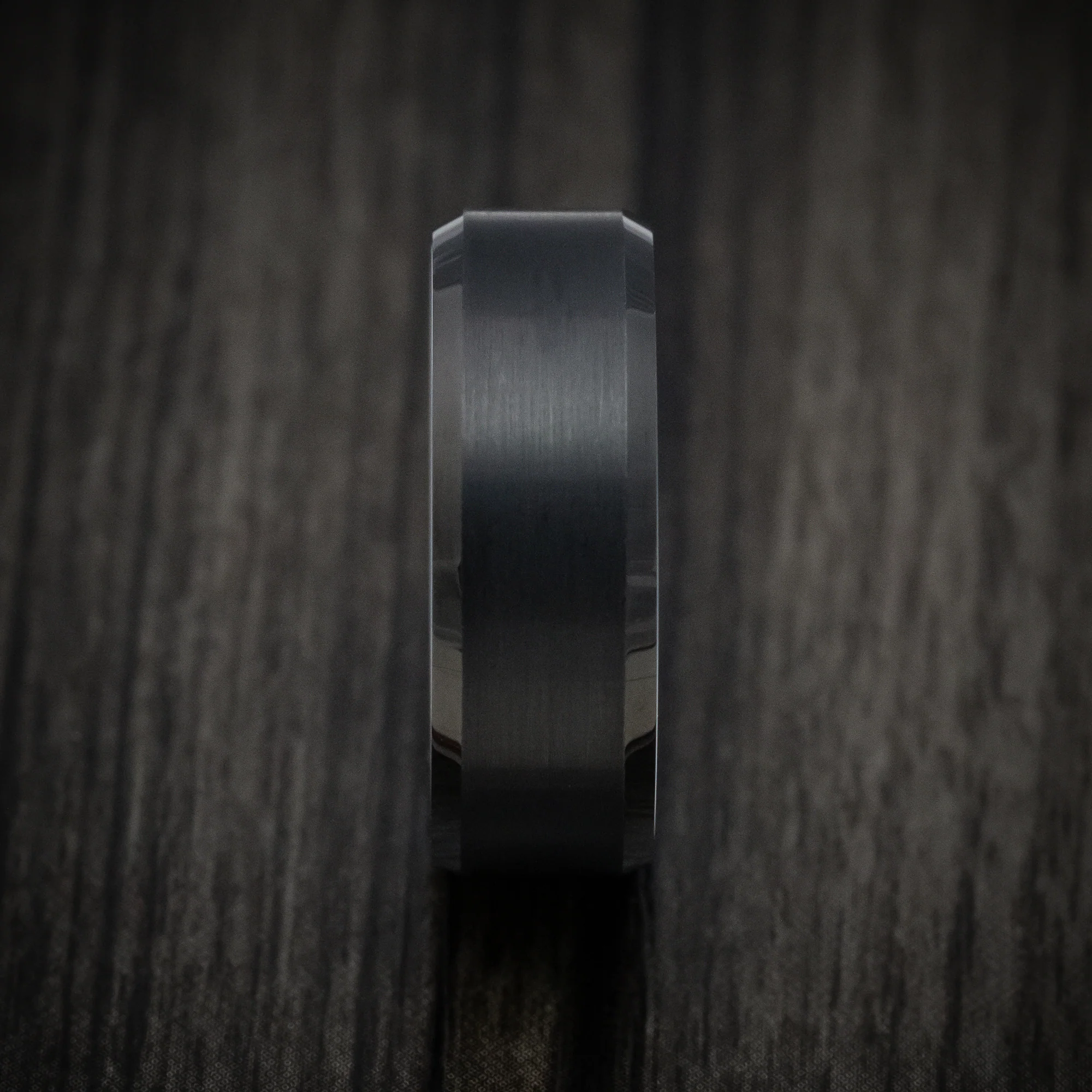Black Tungsten Men's Ring with White Ceramic Sleeve Band - Image 3