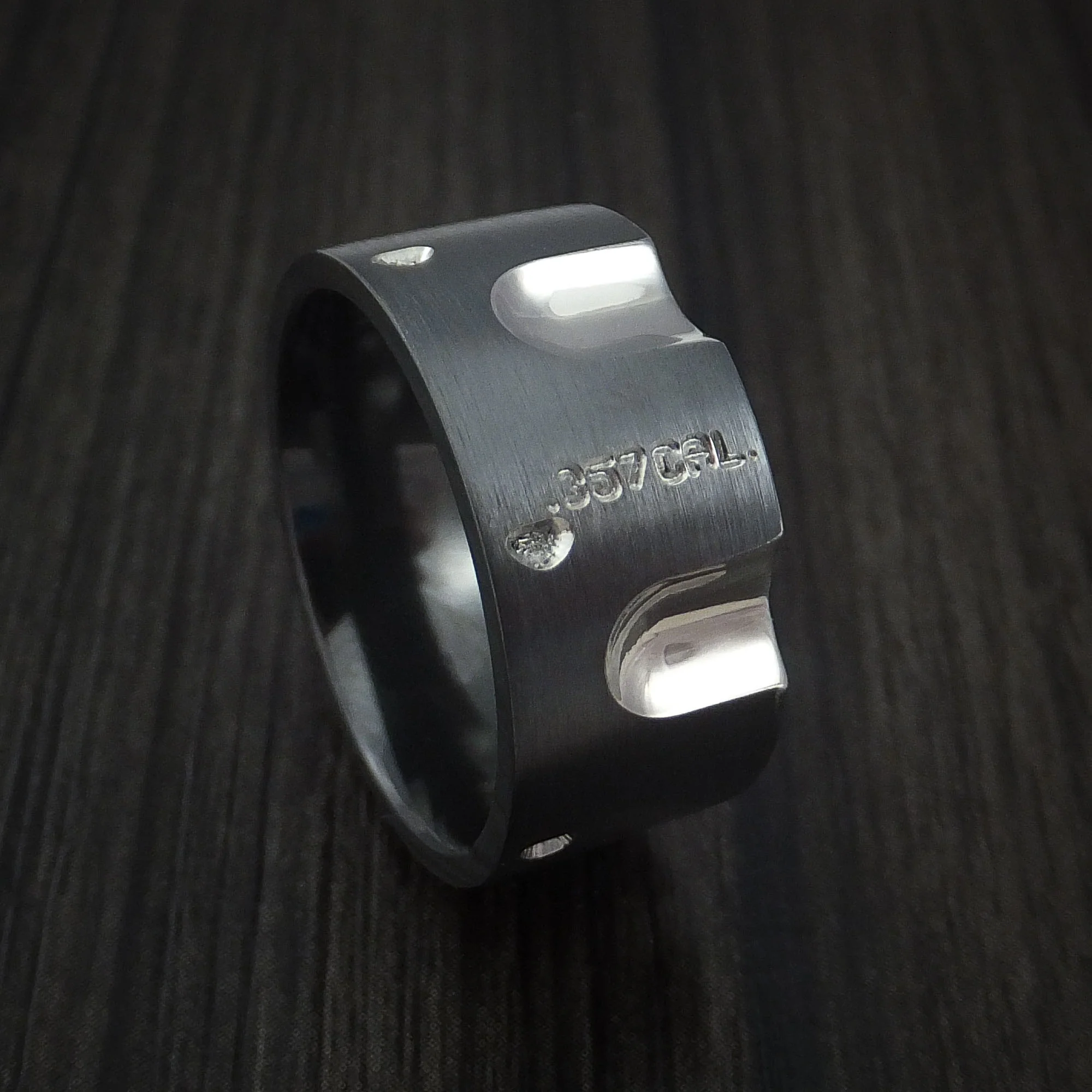 Black Zirconium Revolver Men's Ring .357 Caliber Custom Made Band