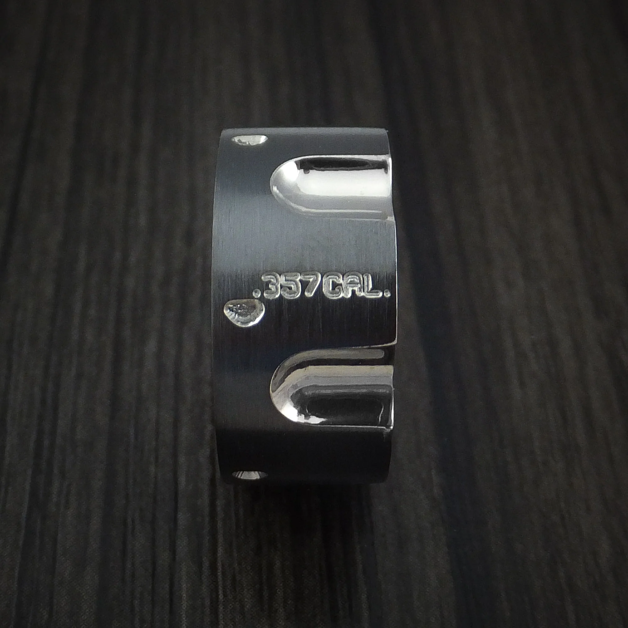 Black Zirconium Revolver Men's Ring .357 Caliber Custom Made Band - Image 3