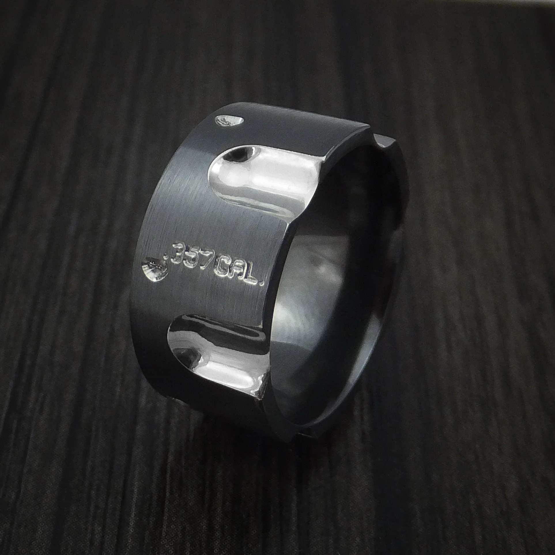 Black Zirconium Revolver Men's Ring .357 Caliber Custom Made Band - Image 4