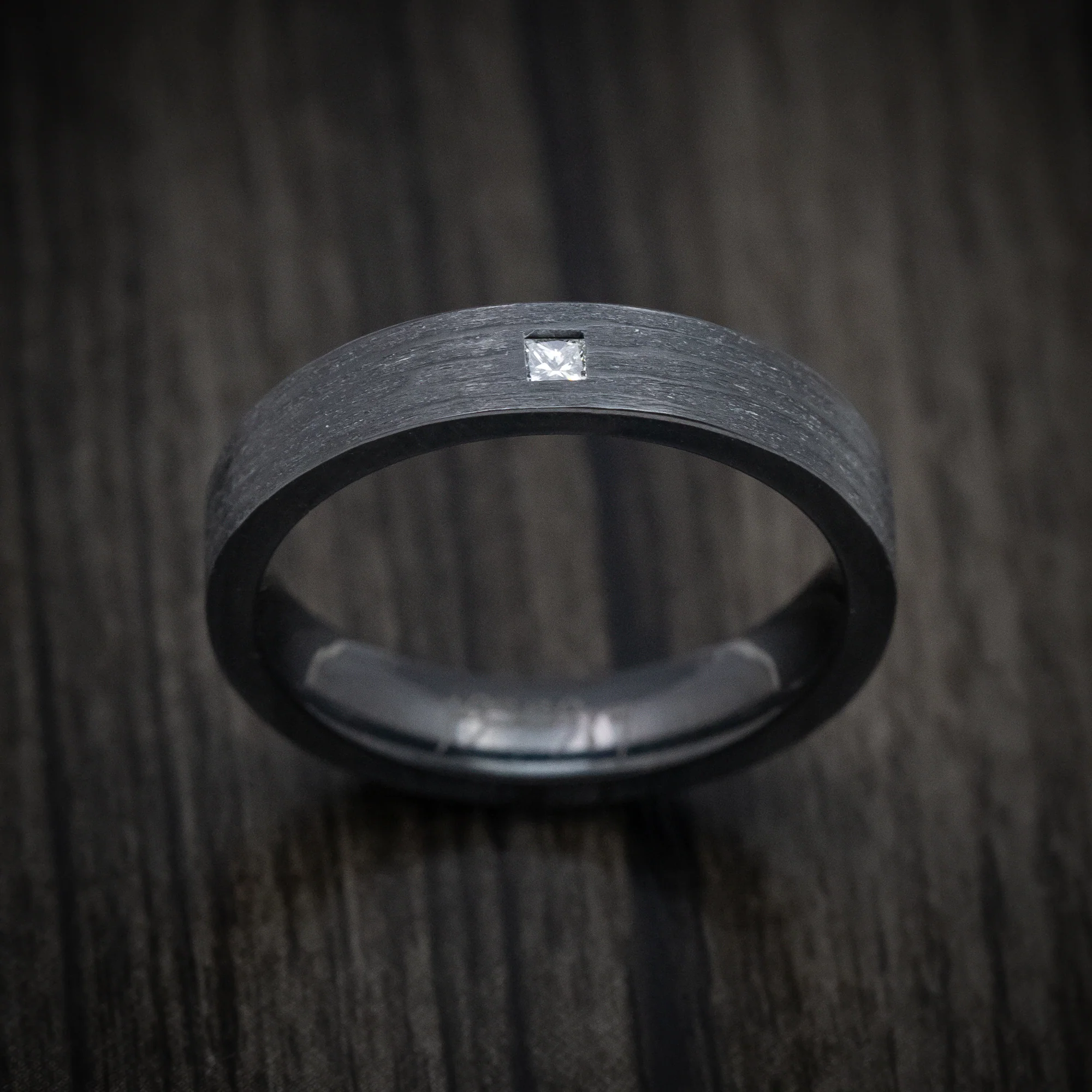 Black Zirconium and Diamond Men's Ring Custom Made Band - Image 2