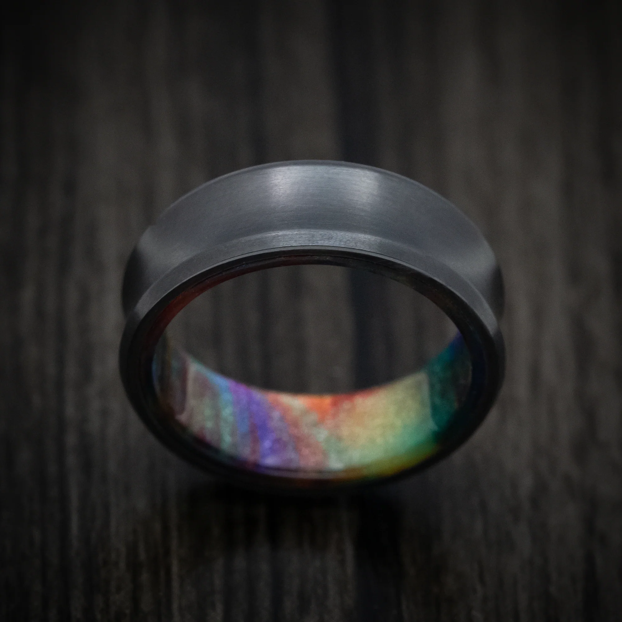 Black Zirconium and DiamondCast Sleeve Men's Ring Custom Made - Image 2