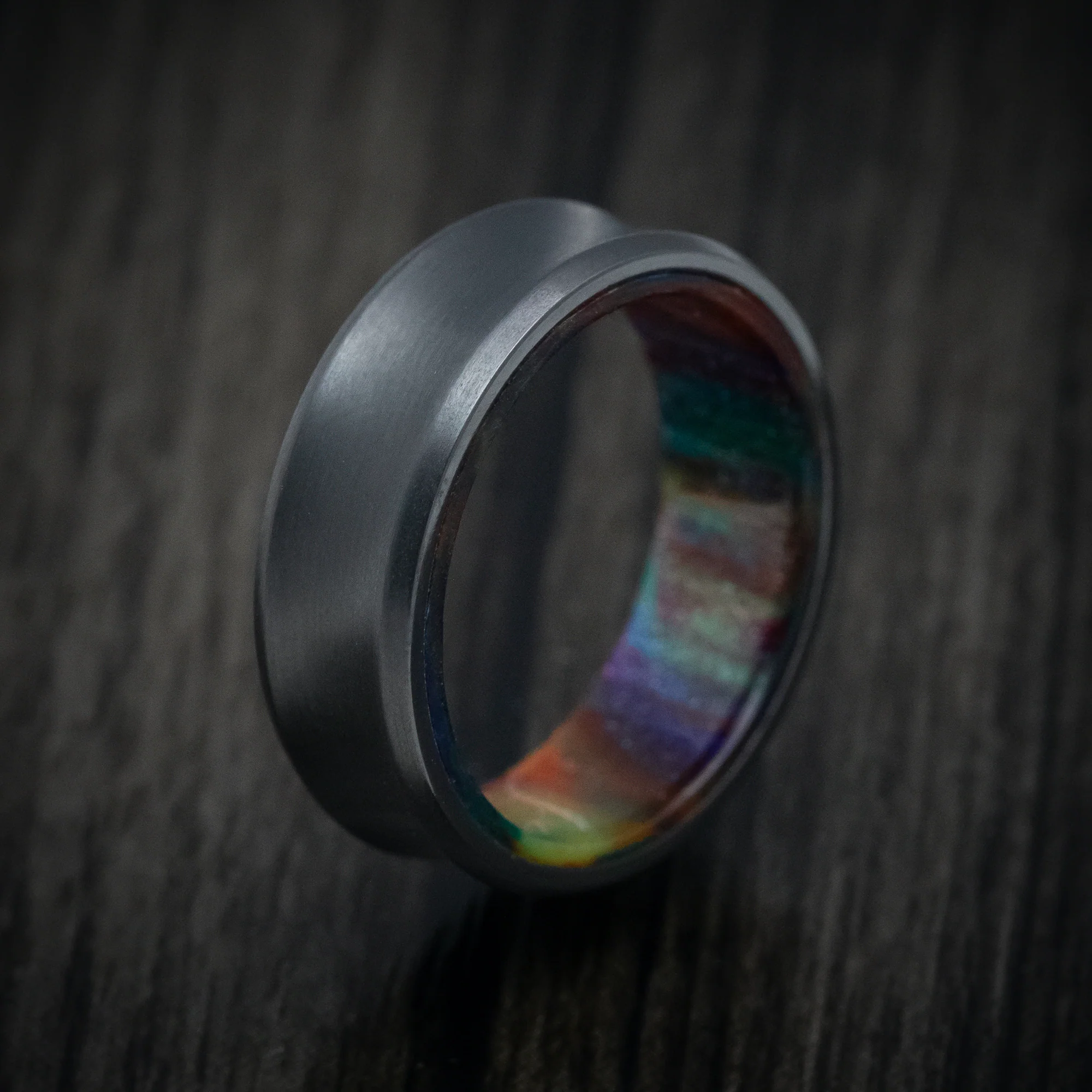 Black Zirconium and DiamondCast Sleeve Men's Ring Custom Made - Image 5