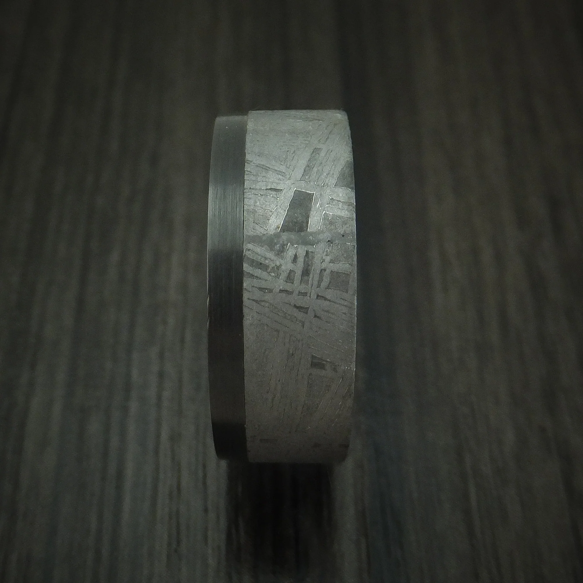 Black Zirconium and Gibeon Meteorite Men's Ring Custom Made Men's Ring - Image 3