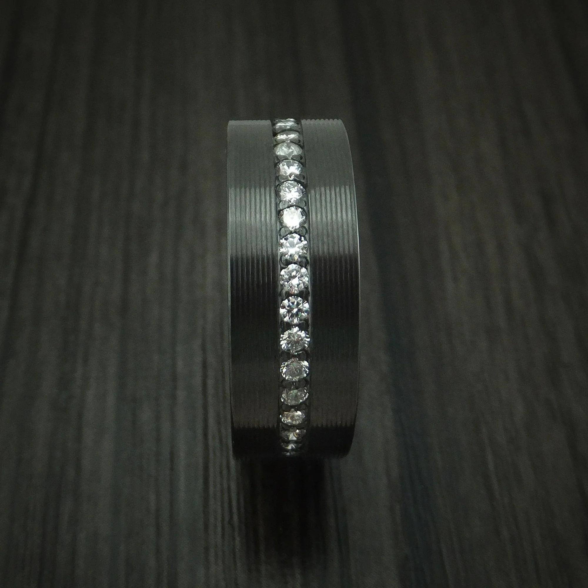 Black Zirconium And Lab Diamonds Eternity Men's Ring Custom Made Band - Image 3