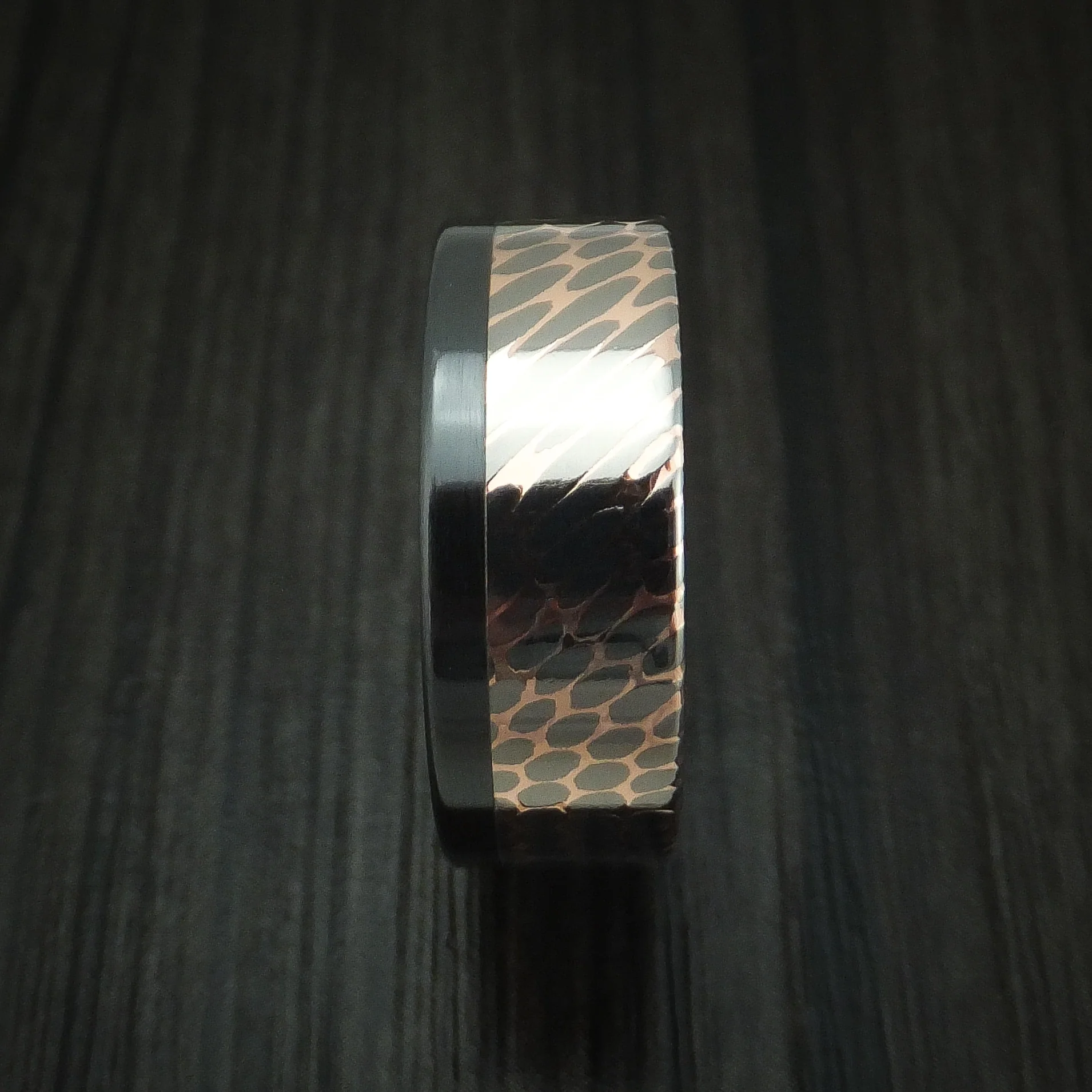 Black Zirconium and Superconductor Off-Set Men's Ring Custom Made Band - Image 3
