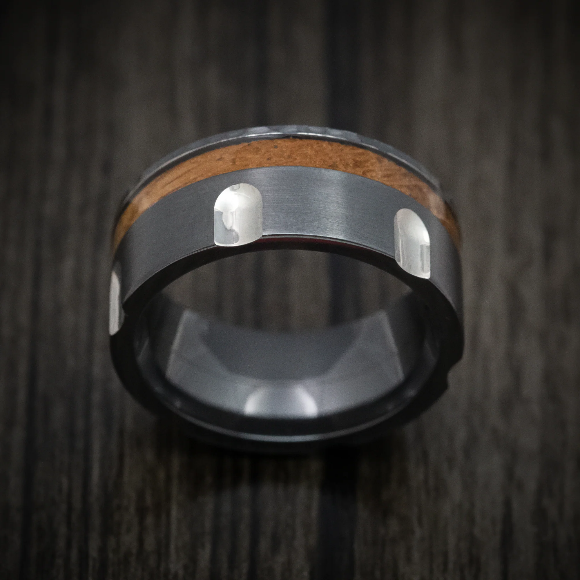 Black Zirconium and Wood Revolver Men's Ring Custom Made - Image 2