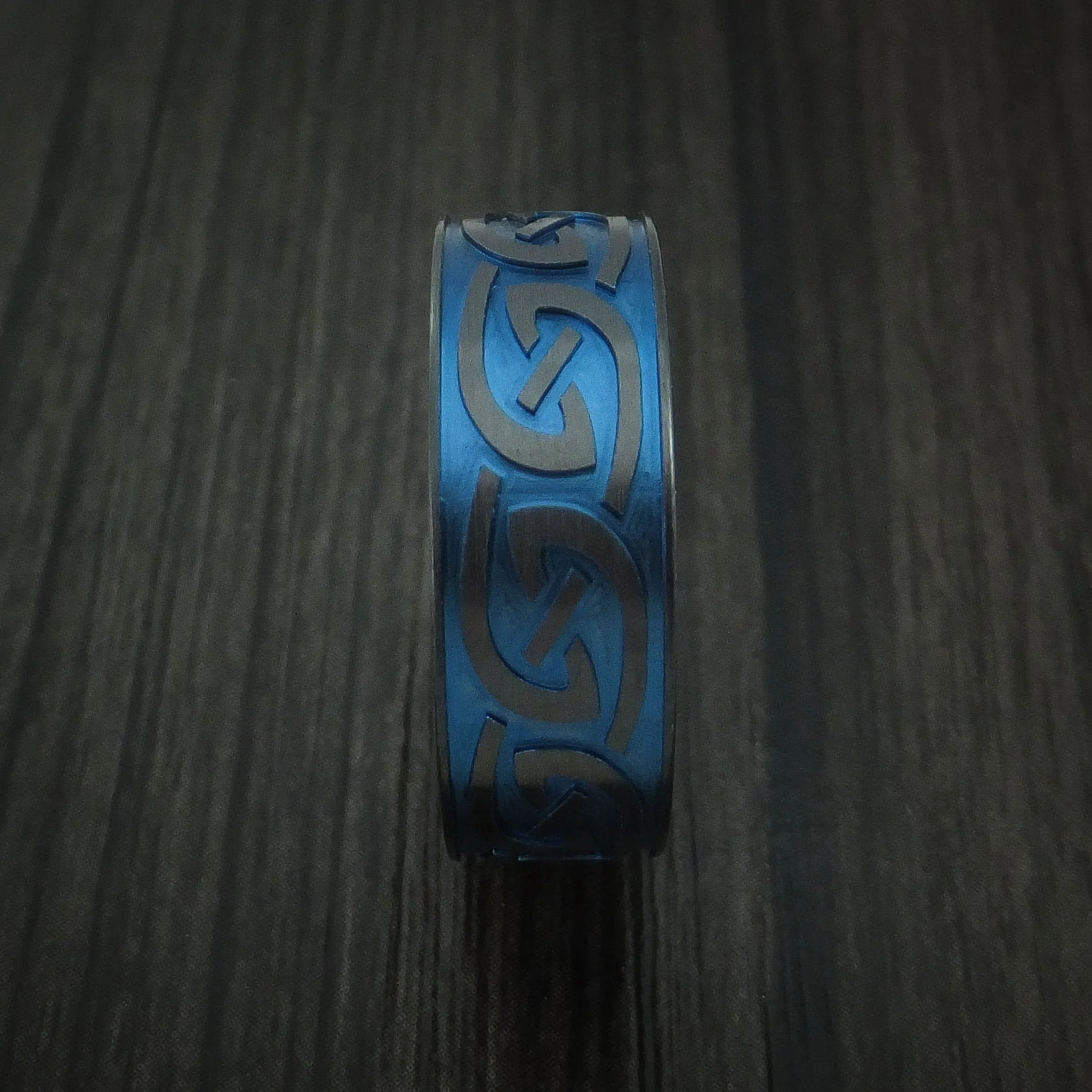 Black Zirconium Anodized Celtic Irish Knot Men's Band Carved - Image 3