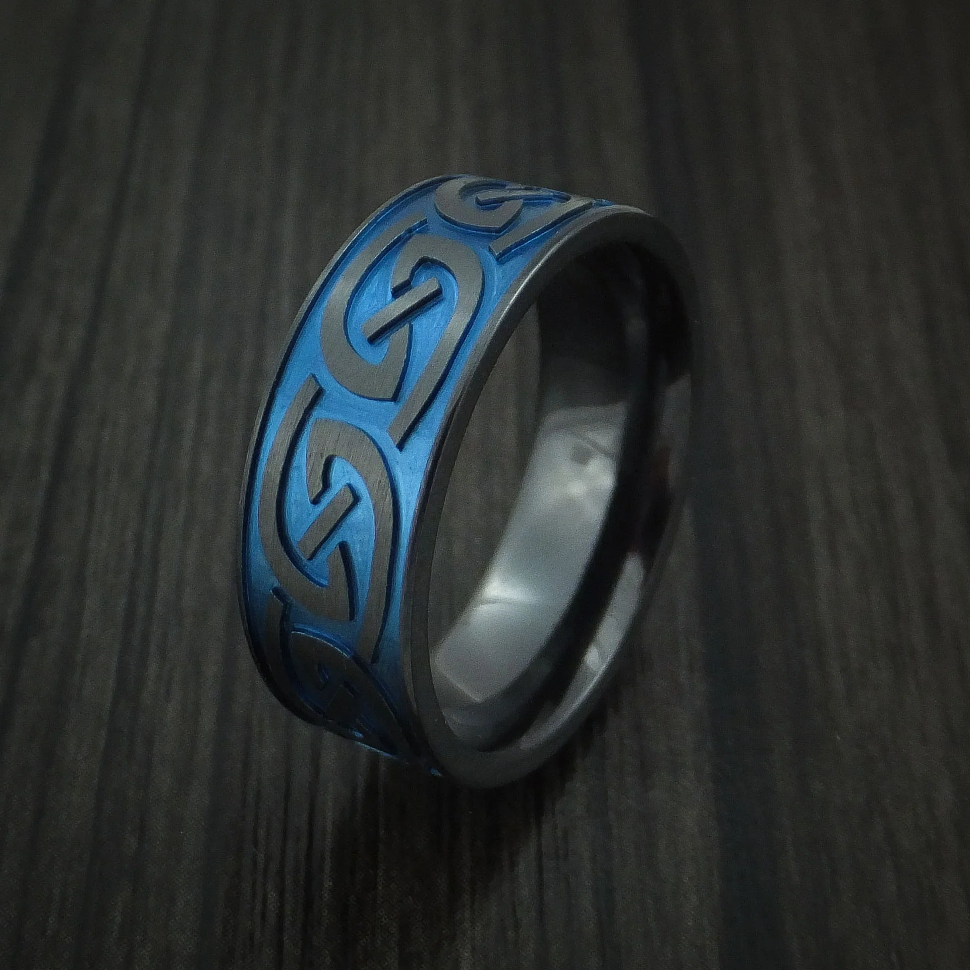 Black Zirconium Anodized Celtic Irish Knot Men's Band Carved - Image 4