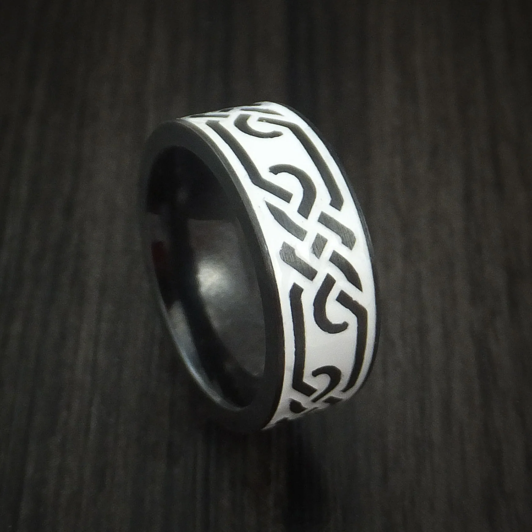 Black Zirconium Celtic Trinity Men's Ring Irish Knot Design Band