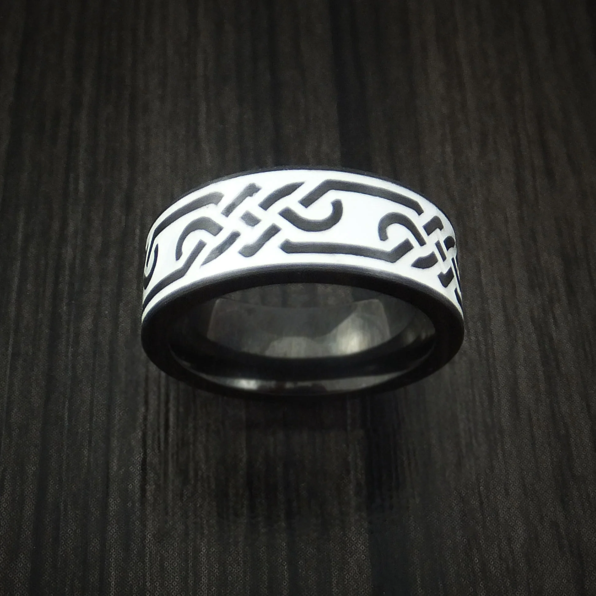 Black Zirconium Celtic Trinity Men's Ring Irish Knot Design Band - Image 2