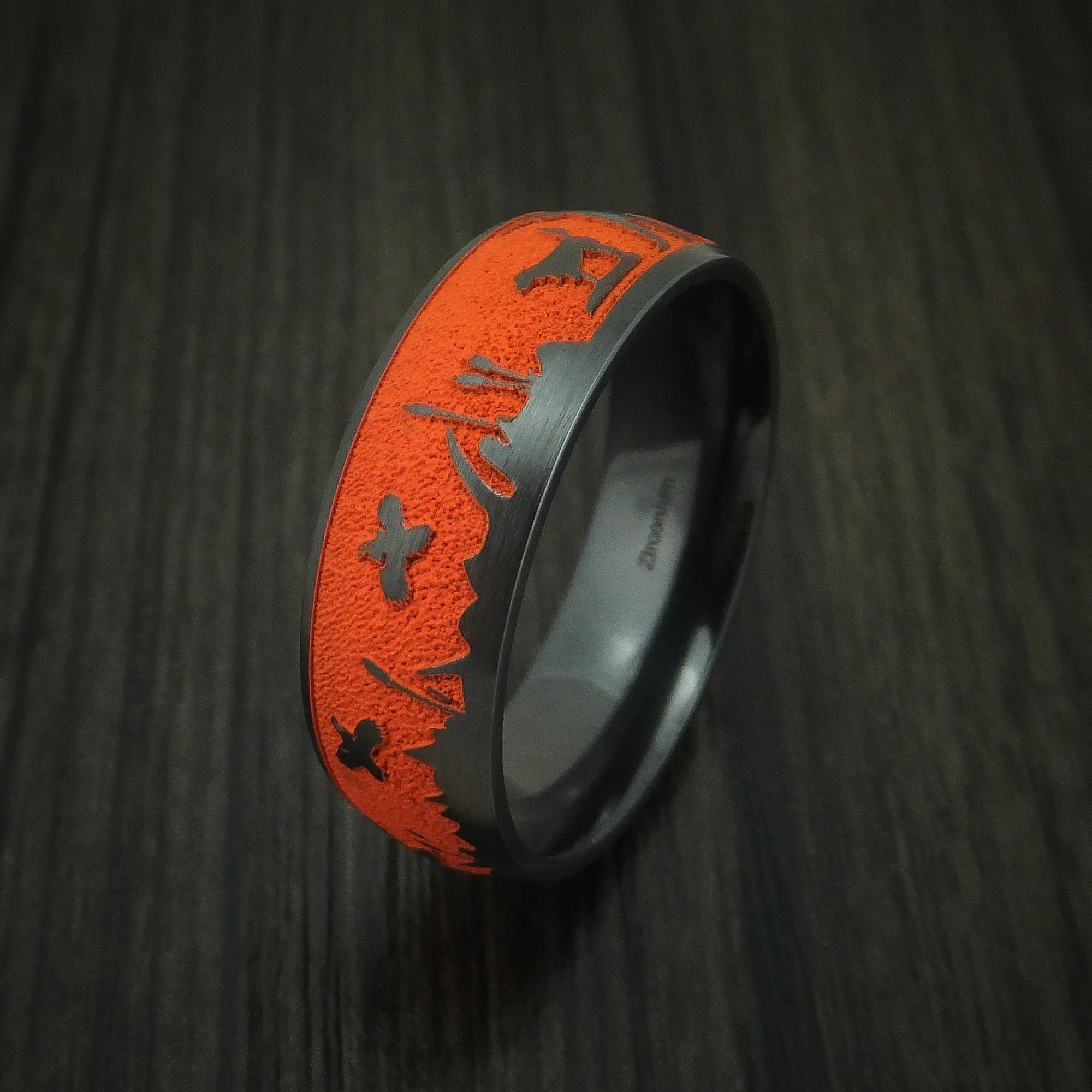 Black Zirconium Duck Hunter Band with Cerakote Custom Made Men's Ring - Image 4